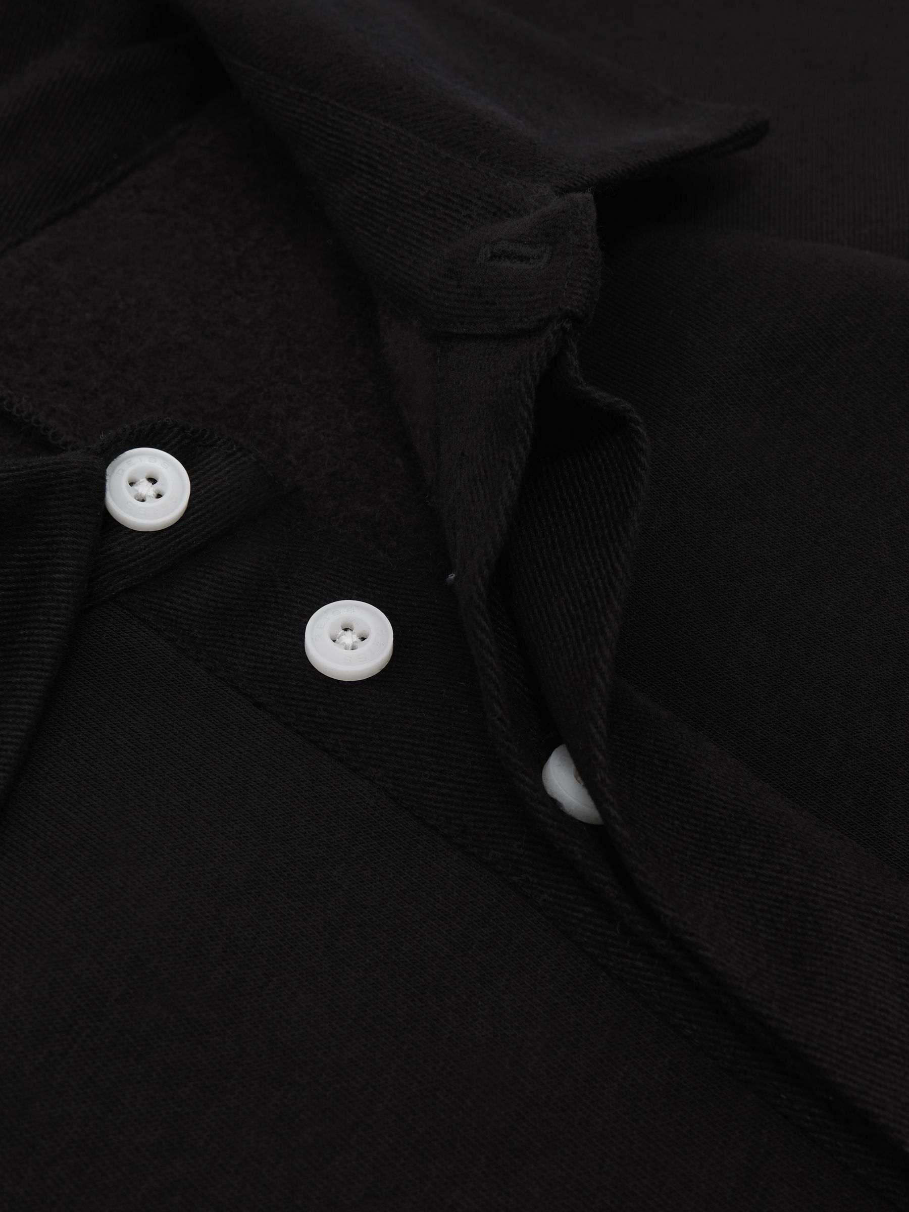 Cotton-Blend Fleece-Back Polo Shirt in Black - Image 6 of 6