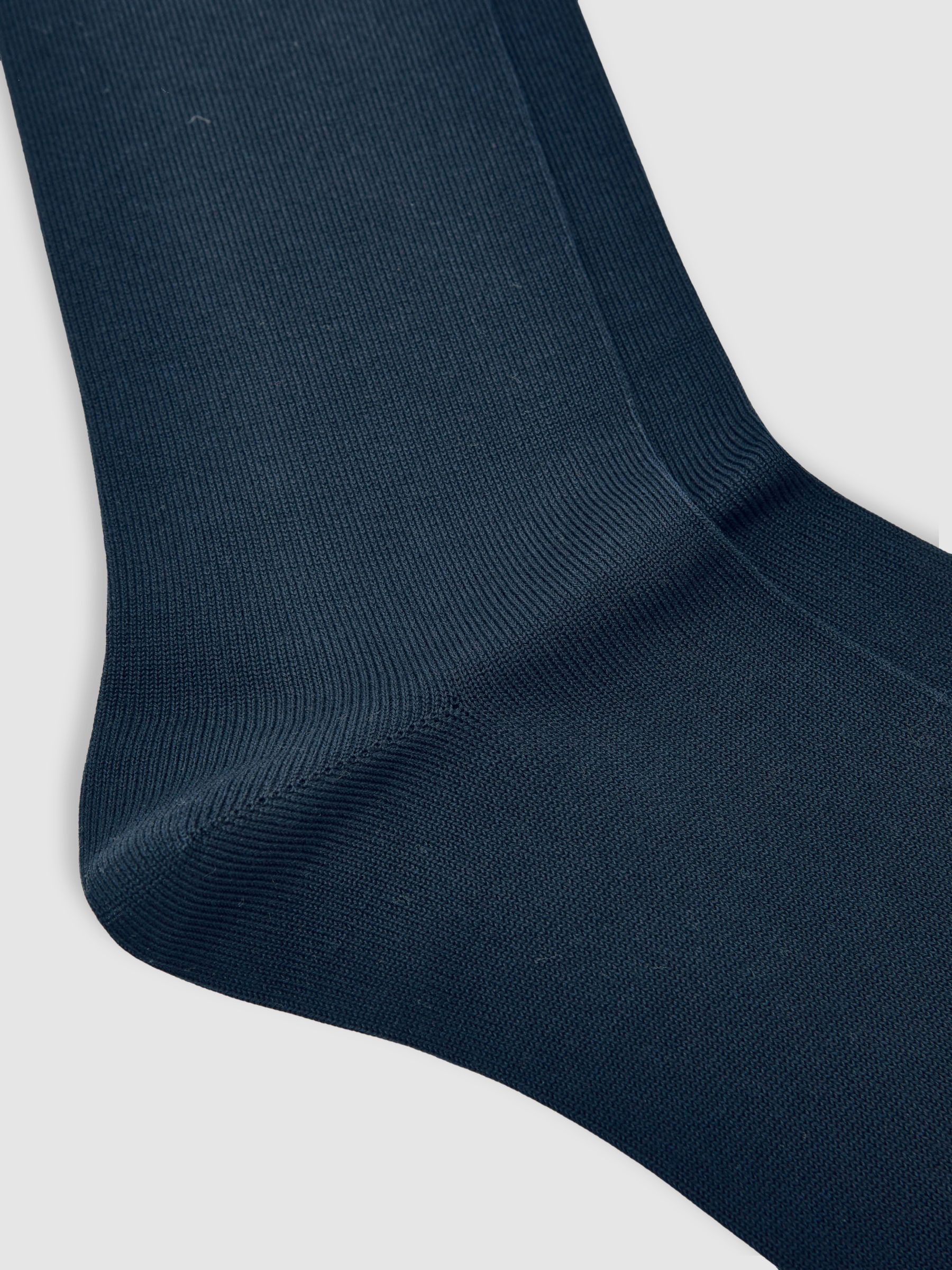Cotton-Blend Logo Embroidery Socks in Navy - Image 2 of 3