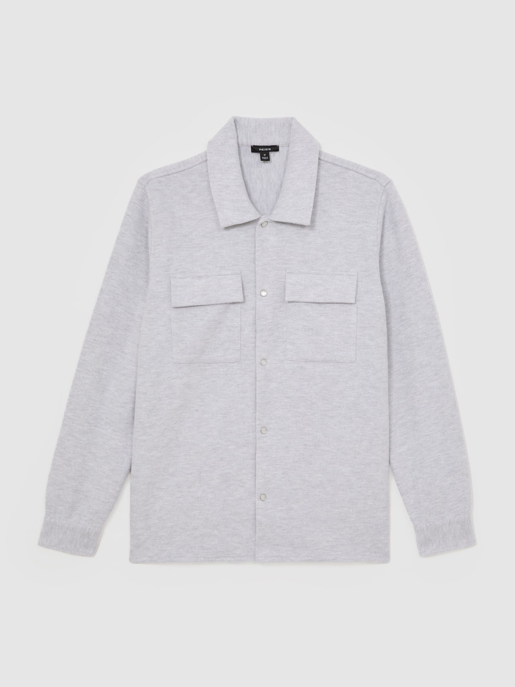 Press-Stud Jersey Shirt with Cotton in Grey Marl - Image 2 of 7