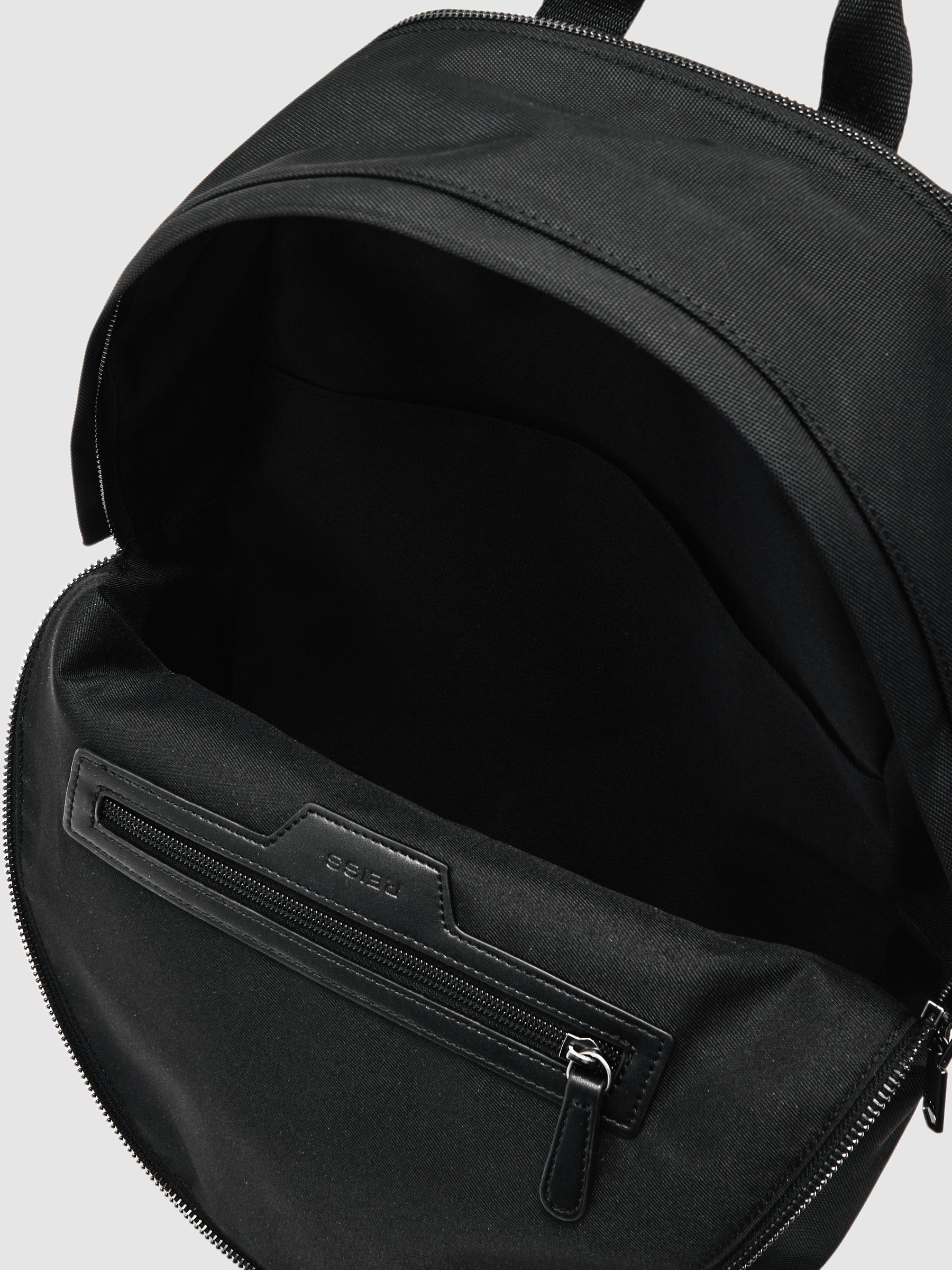 Woven Zipped Backpack in Black - Image 3 of 5