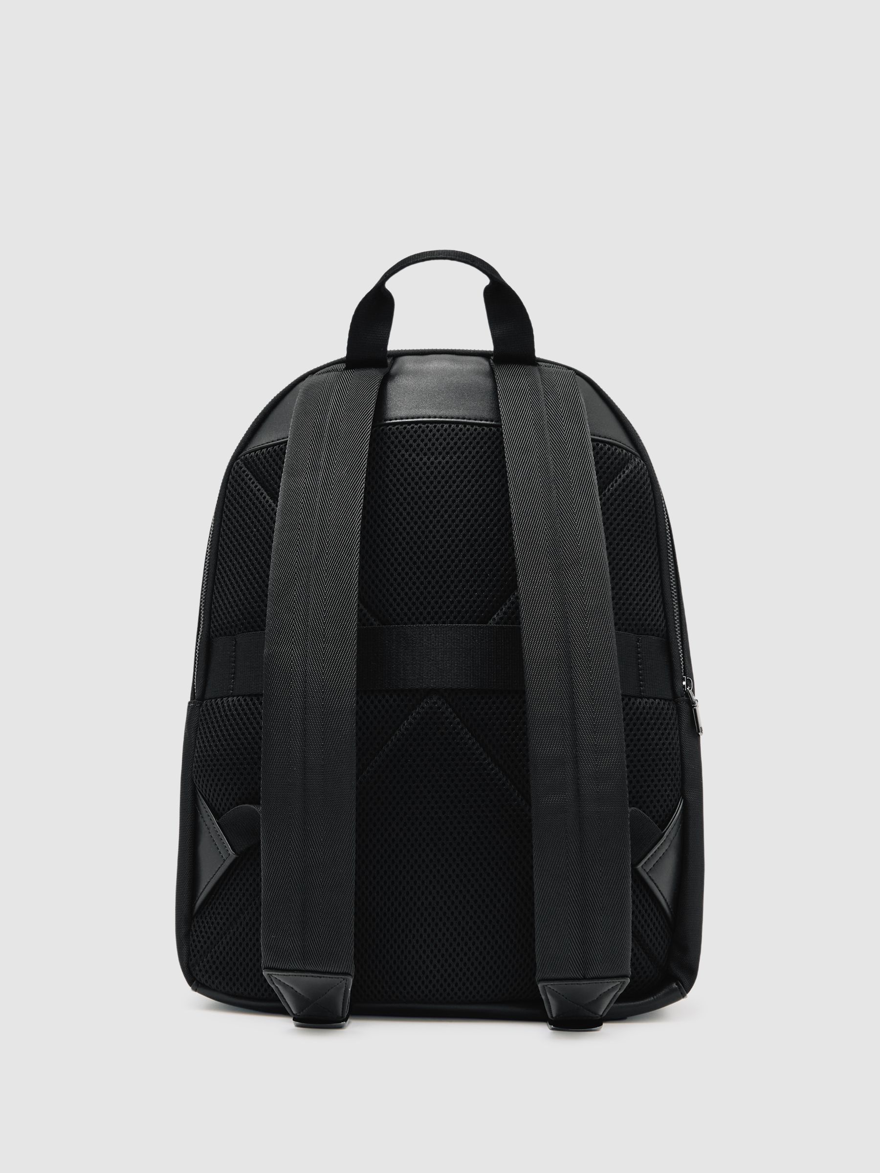 Woven Zipped Backpack in Black - Image 4 of 5