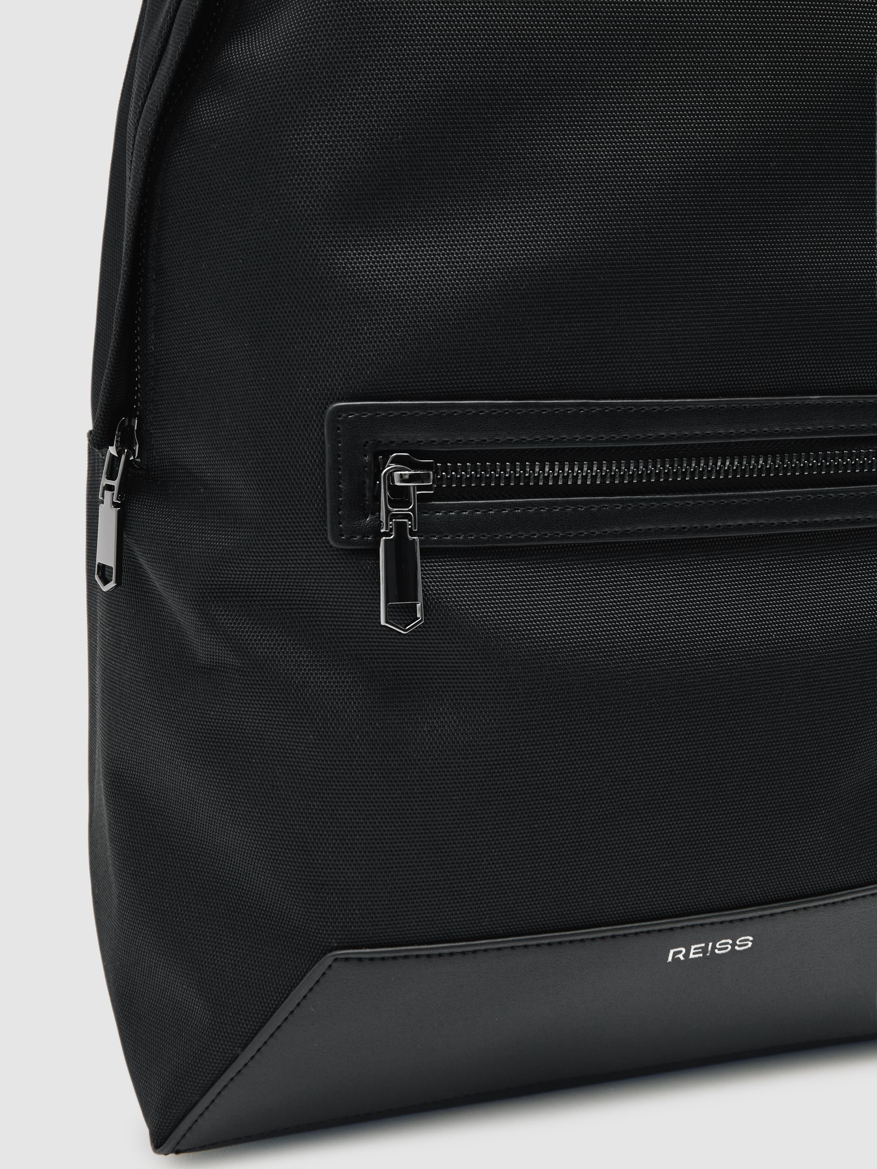 Woven Zipped Backpack in Black - Image 5 of 5