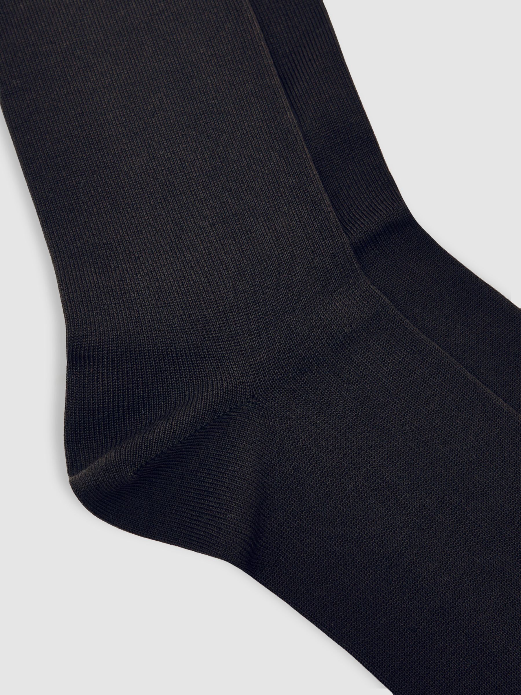 Cotton-Blend Logo Embroidery Socks in Chocolate Brown - Image 2 of 3