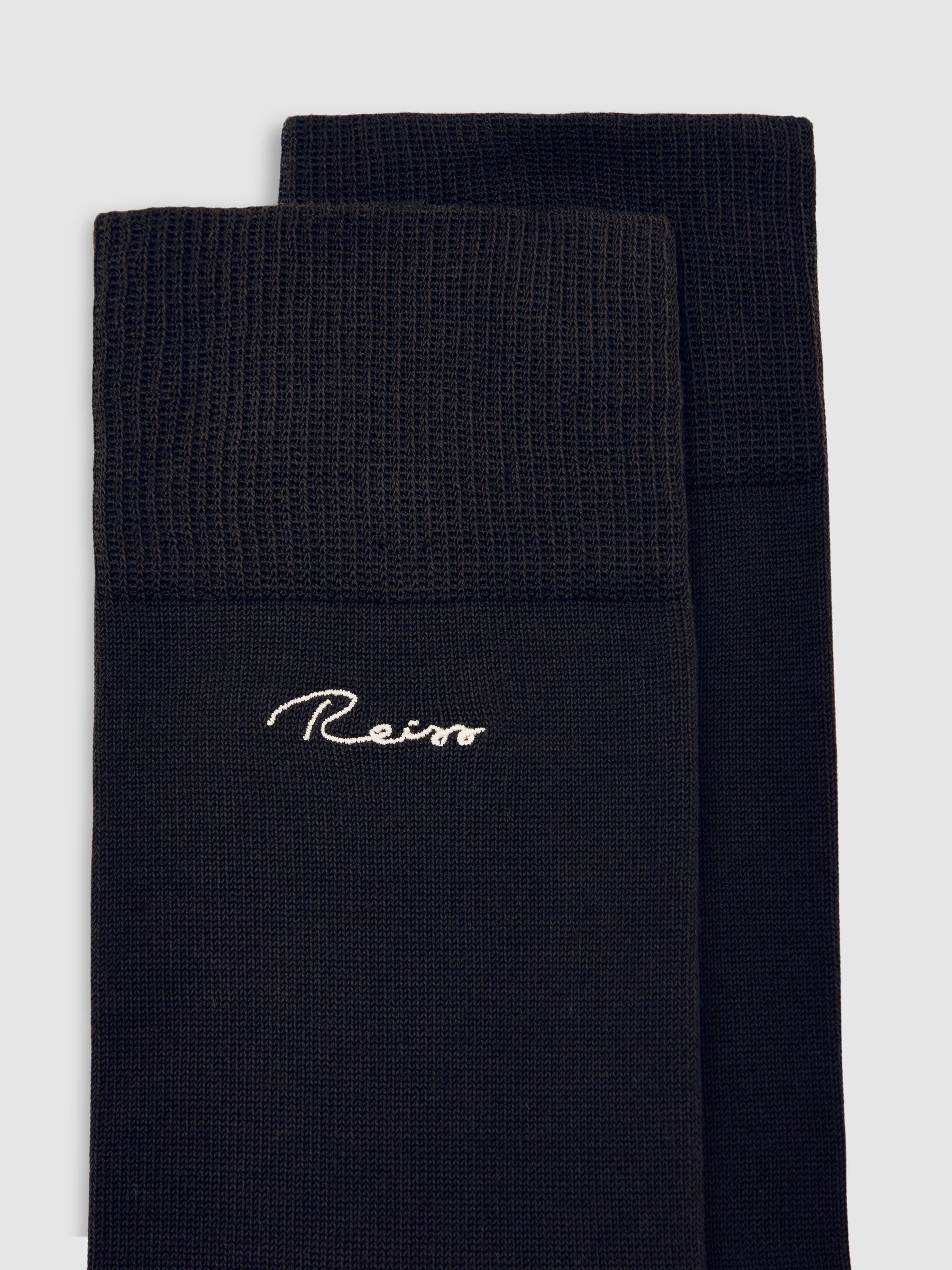 Cotton-Blend Logo Embroidery Socks in Chocolate Brown - Image 3 of 3
