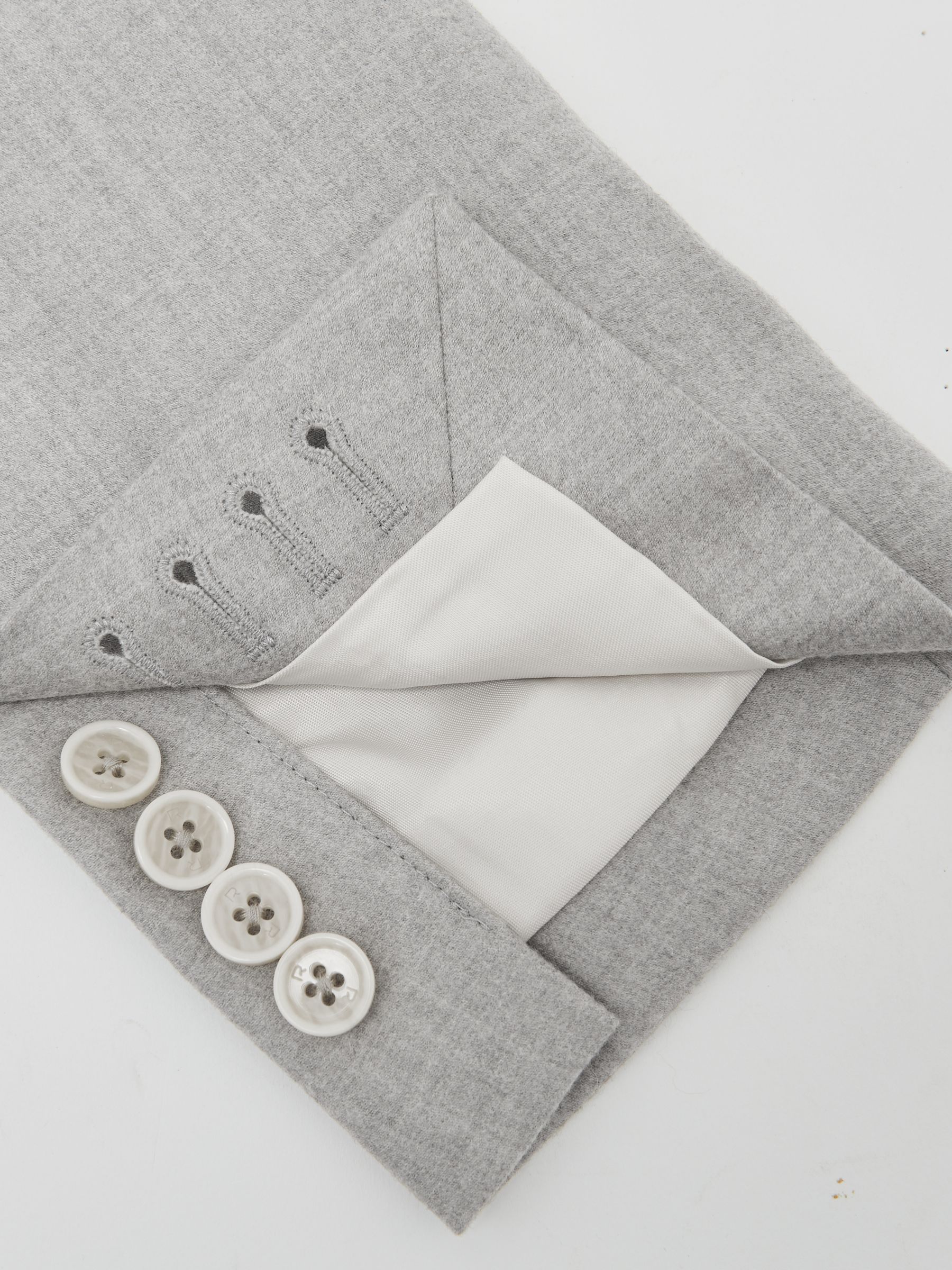 Wool Flannel Double-Breasted Tailored-Fit Blazer in Soft Grey - image 4