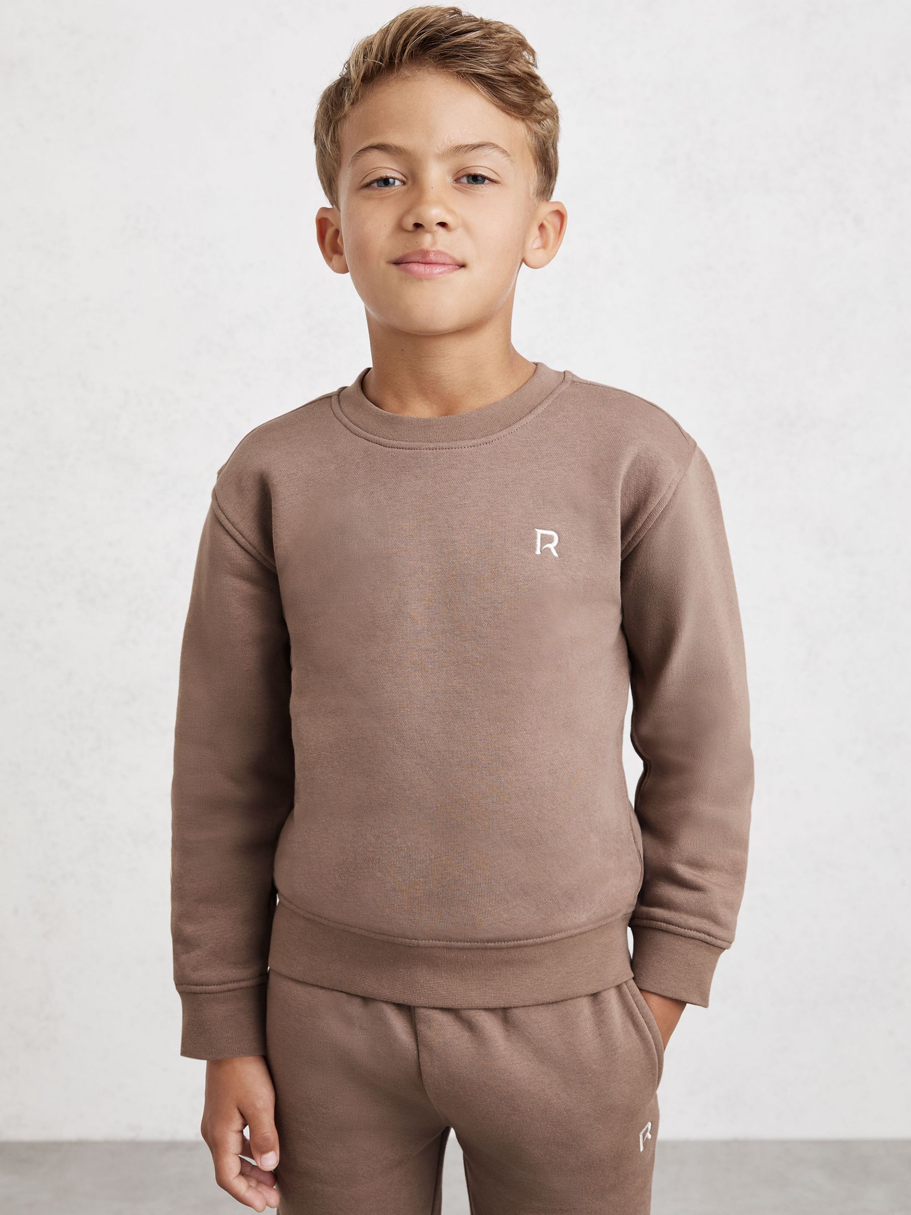 Logo Sweatshirt and Joggers Set Cotton-Blend in Taupe - Image 3 of 5