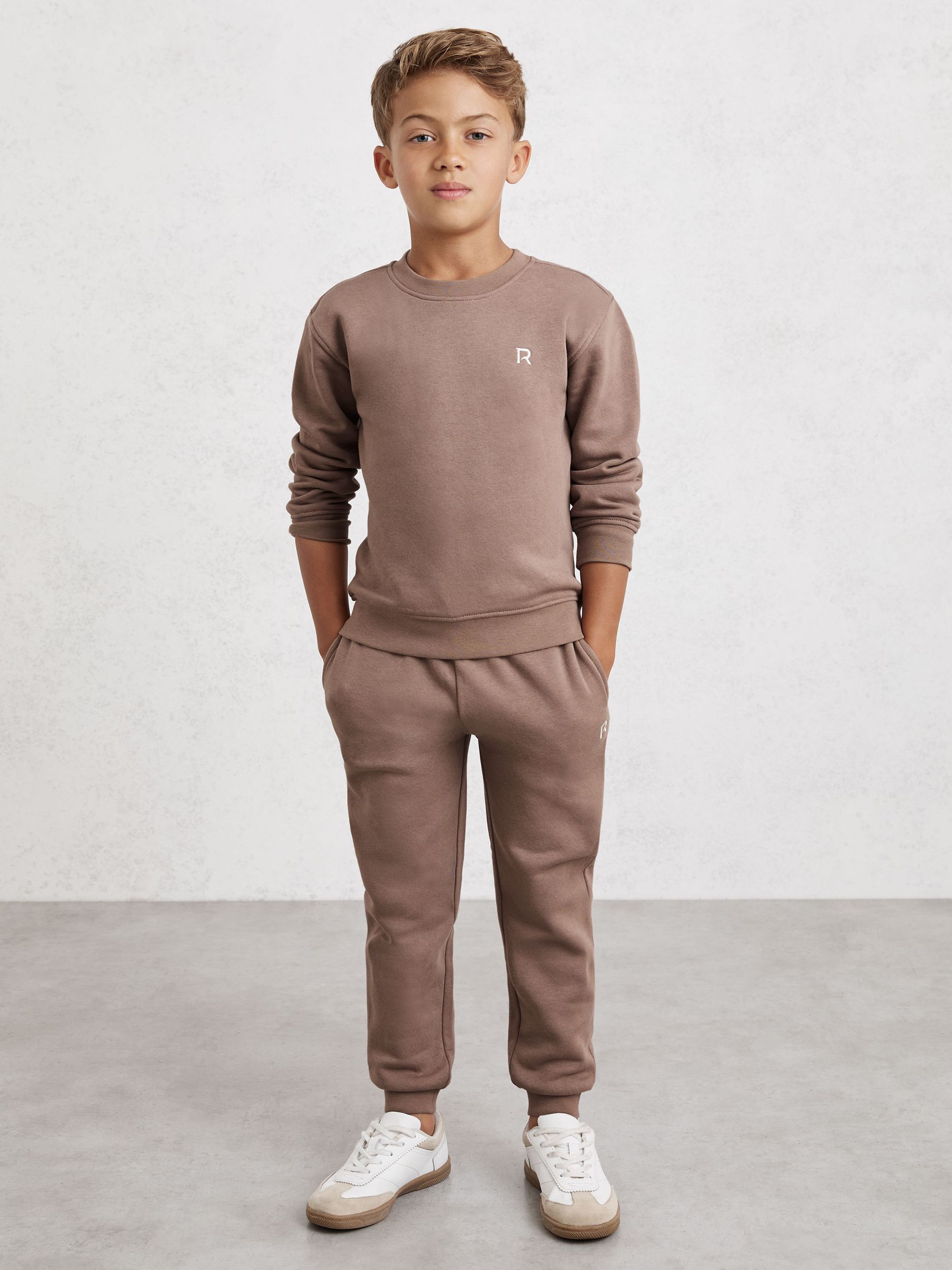 Logo Sweatshirt and Joggers Set Cotton-Blend in Taupe - Image 3 of 5