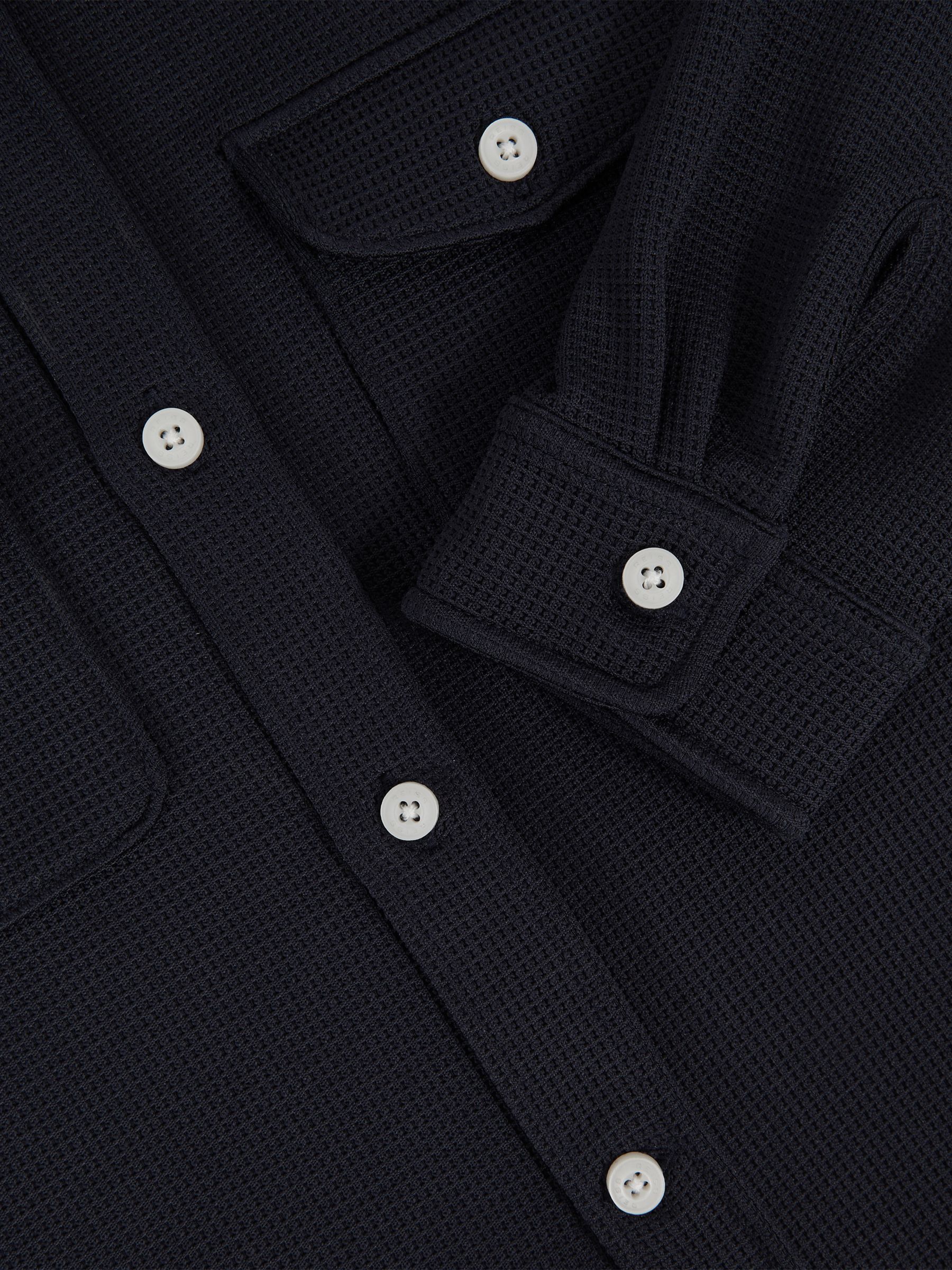9-13 yrs Waffle-Textured Twin-Pocket Overshirt in Navy - Image 4 of 4