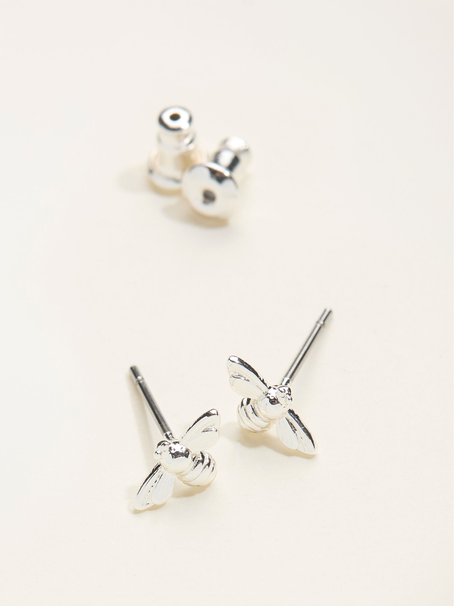Silver Tone Bee Stud Earrings - Image 4 of 4