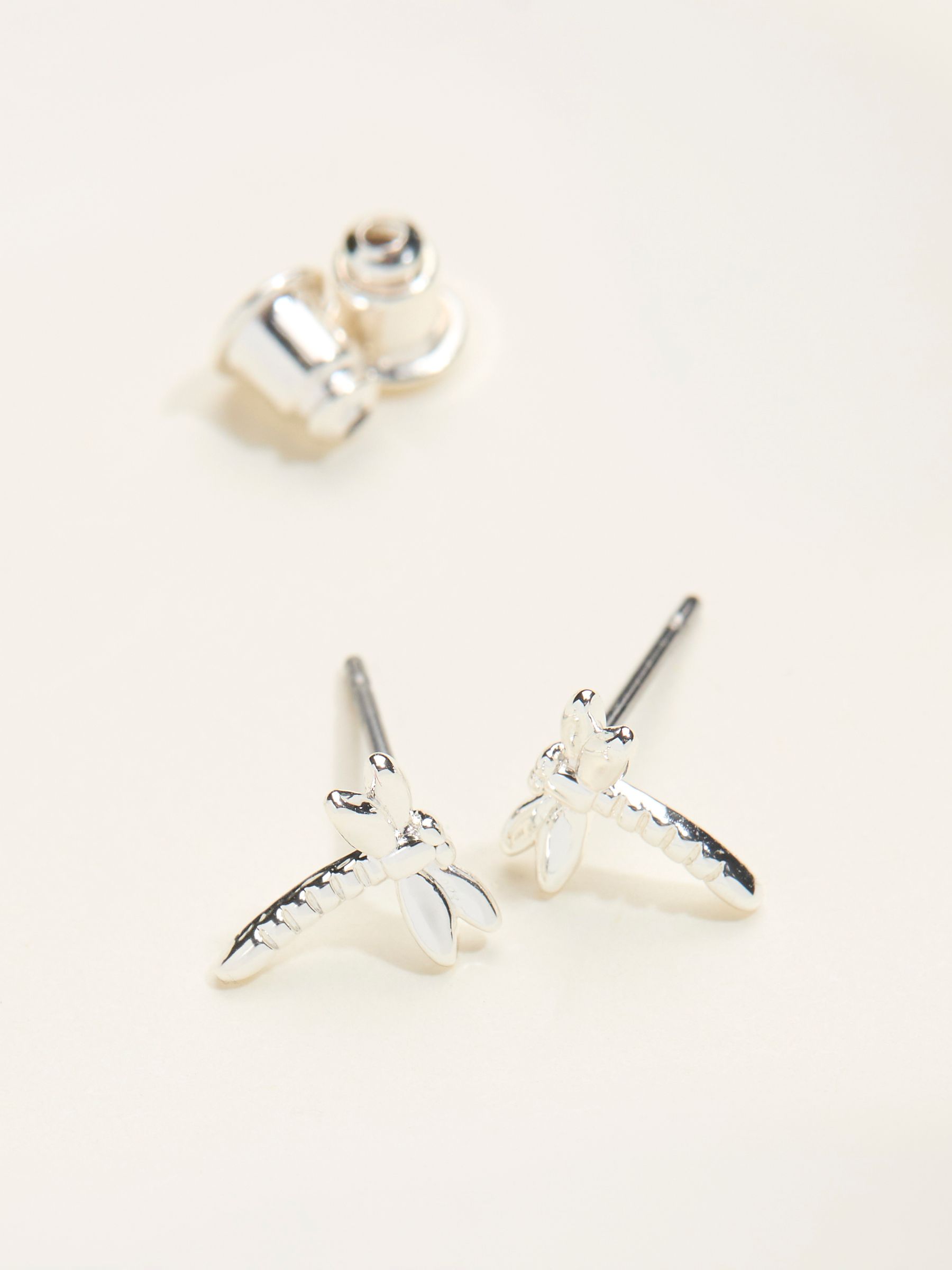 Silver Tone Dragonfly Stud Earrings - Image 2 of 2