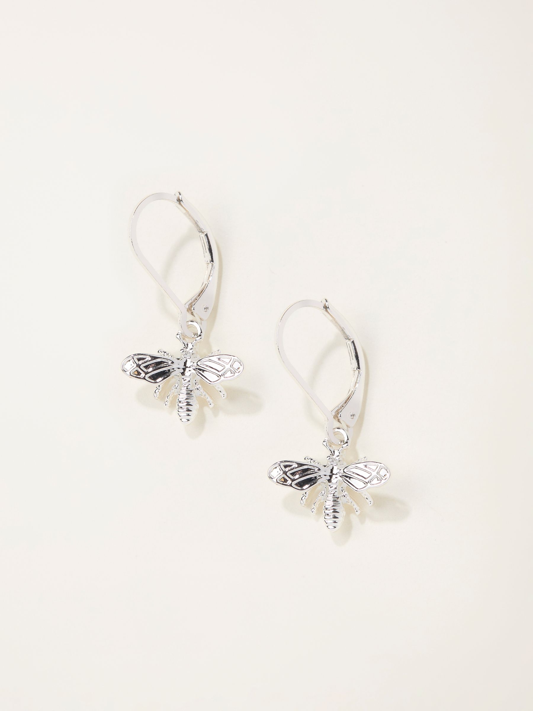 Silver Tone Bee Drop Earrings - Image 1 of 2