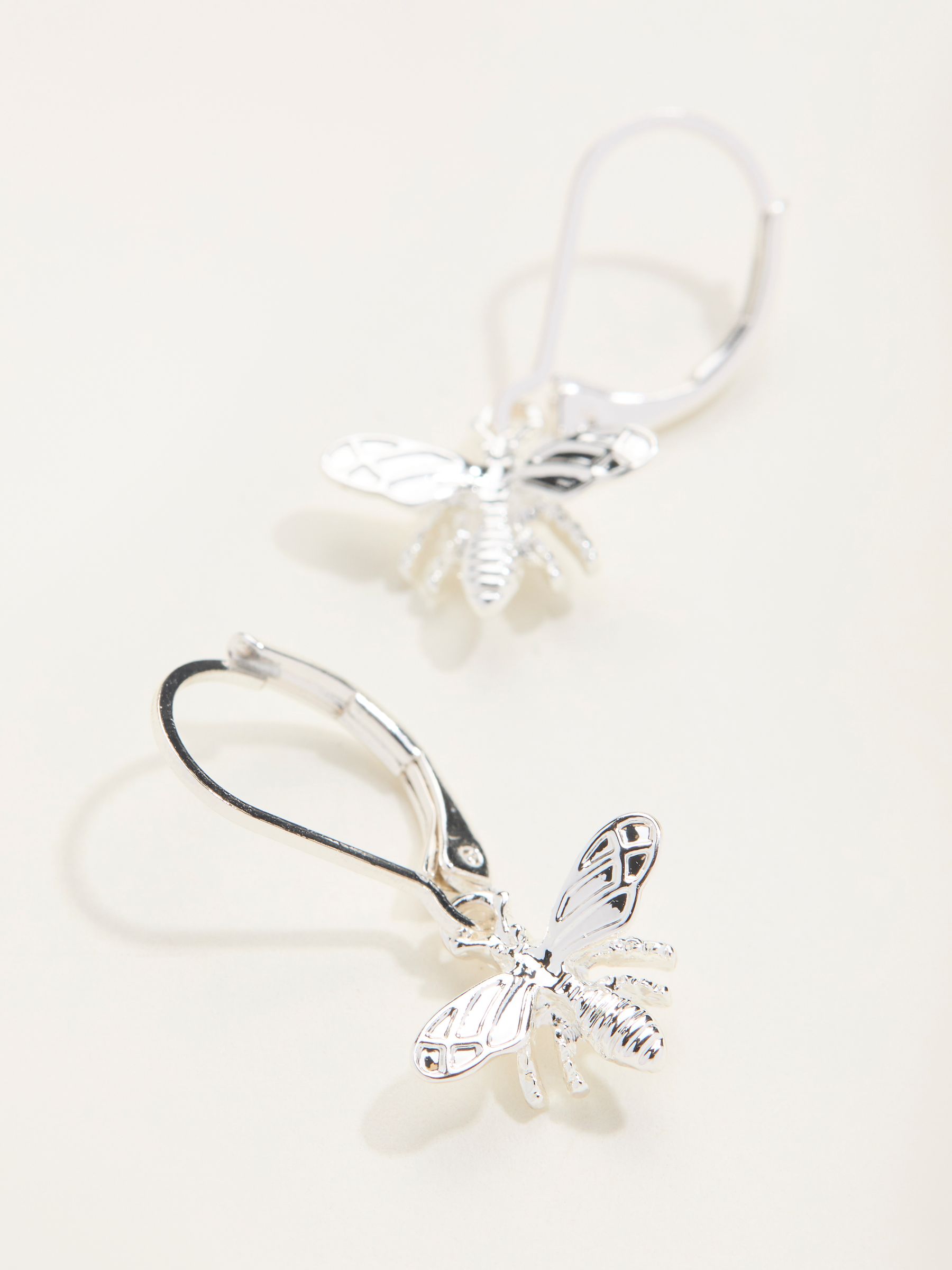 Silver Tone Bee Drop Earrings - Image 2 of 2