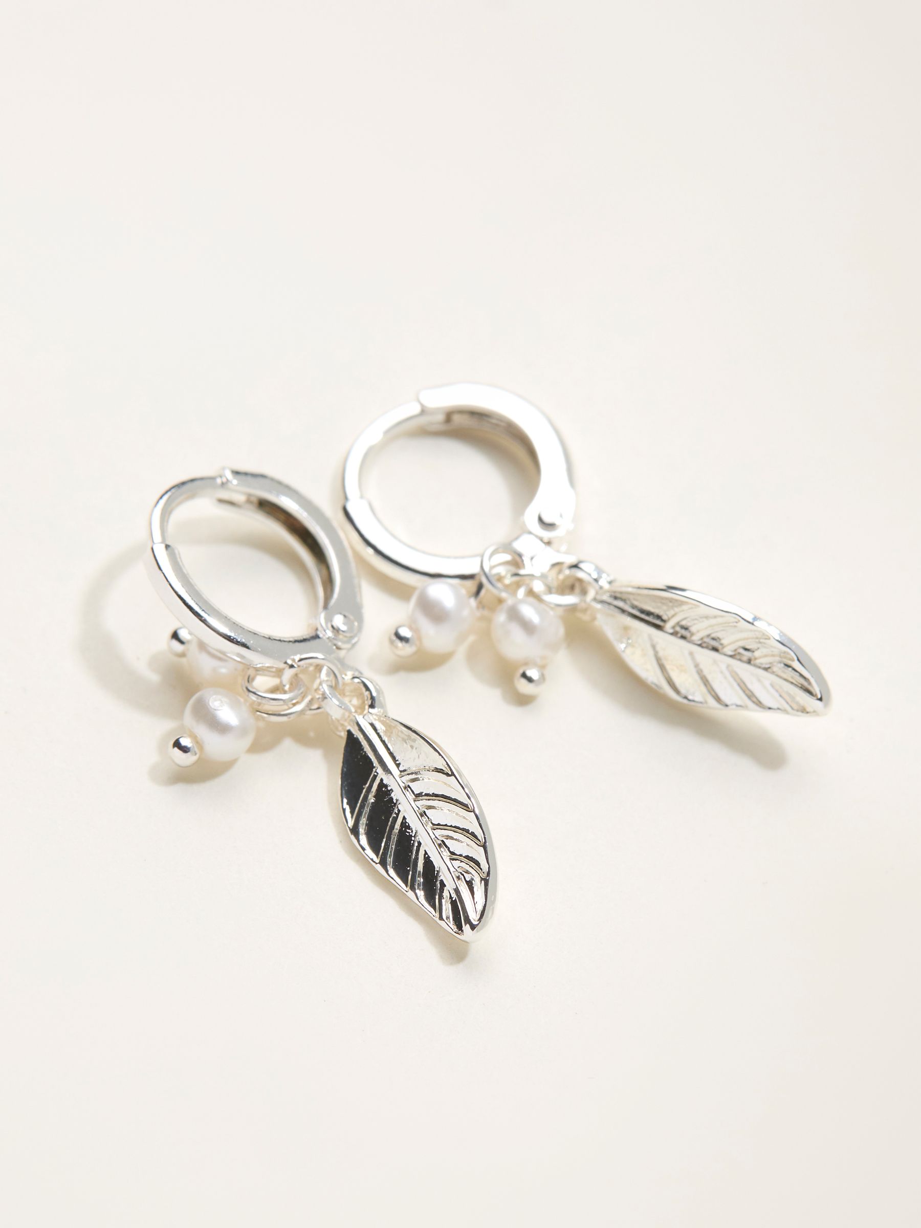 Silver Tone Leaf Charm Drop Earrings - Image 2 of 2