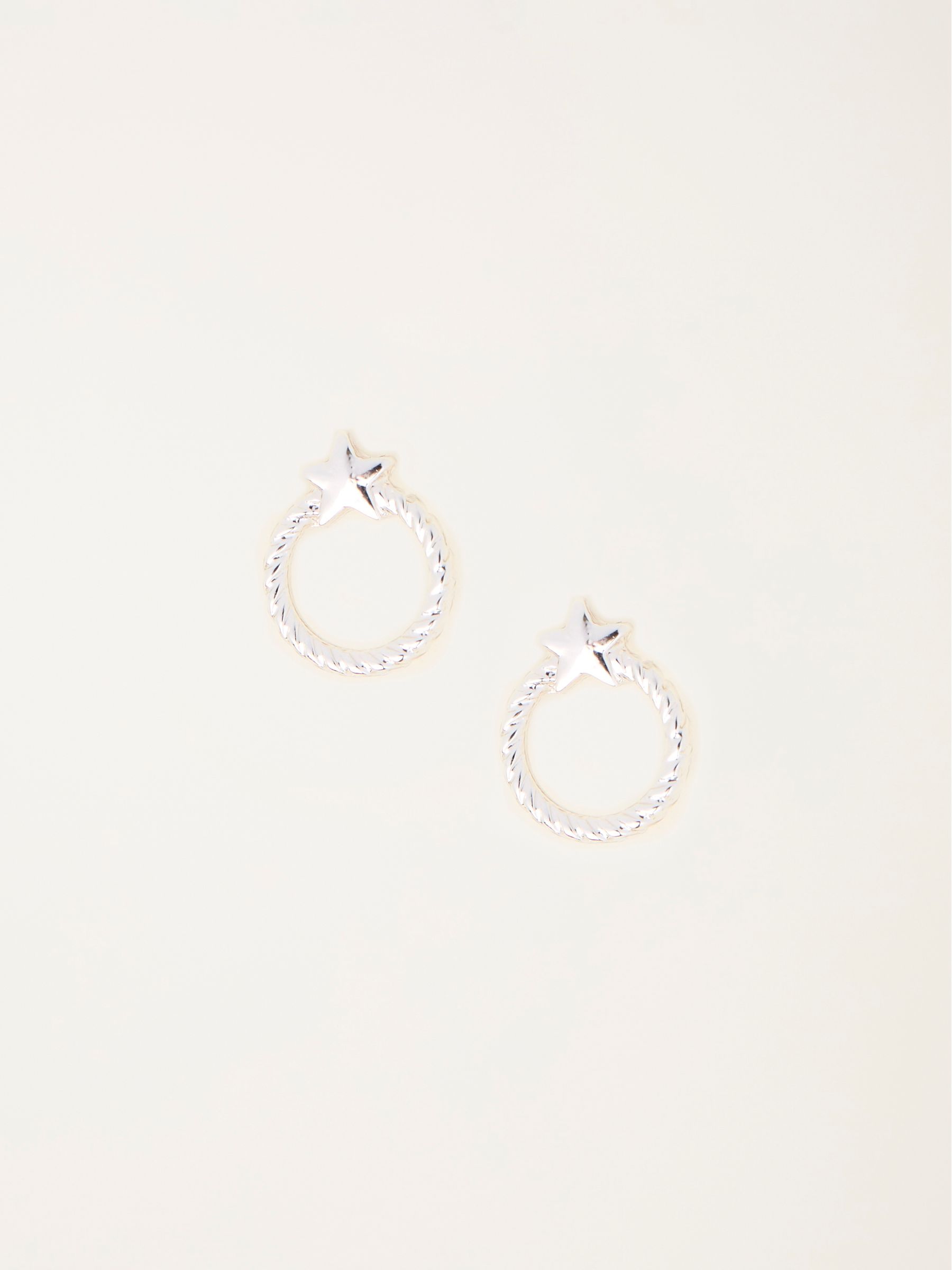 Silver Tone Star Circle Stud Earrings - Image 1 of 2