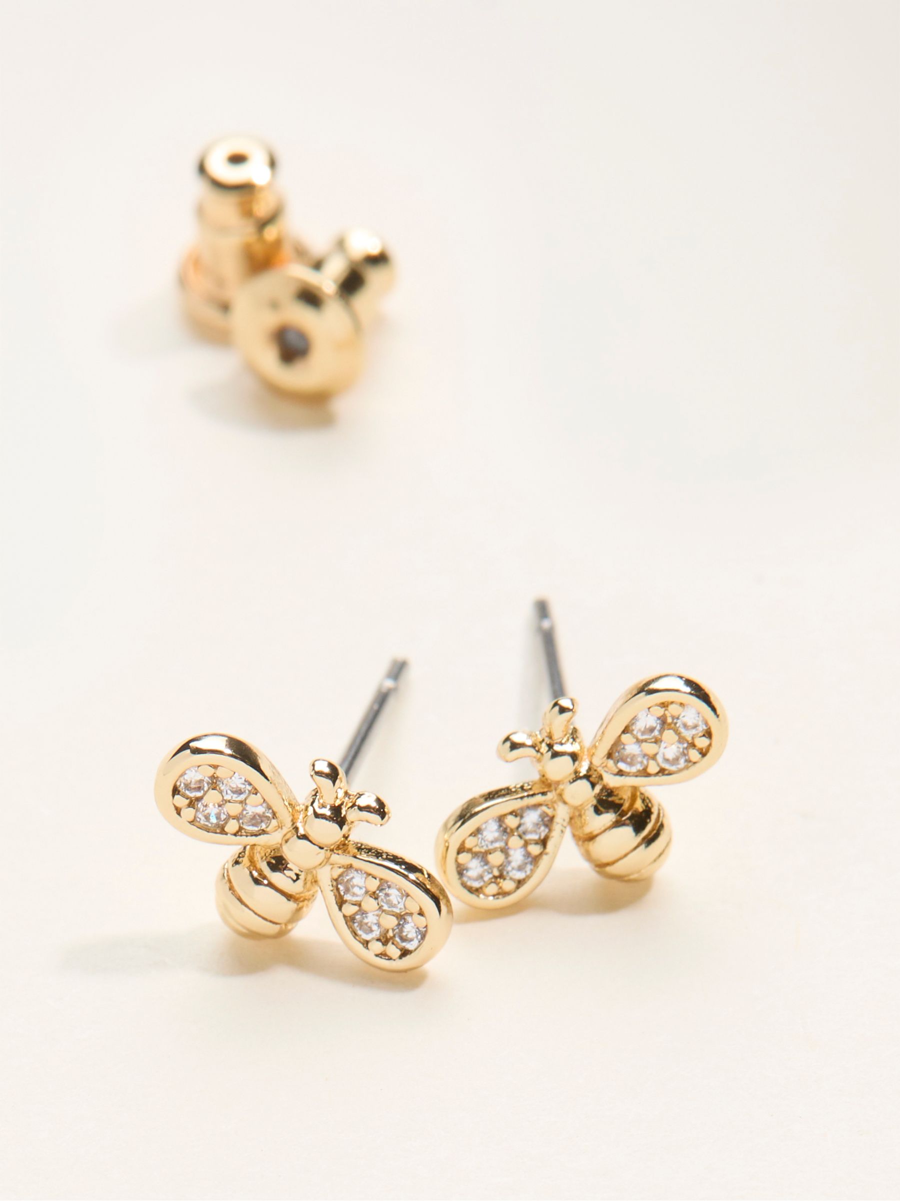 Gold Tone Bee Stud Earrings - Image 2 of 2