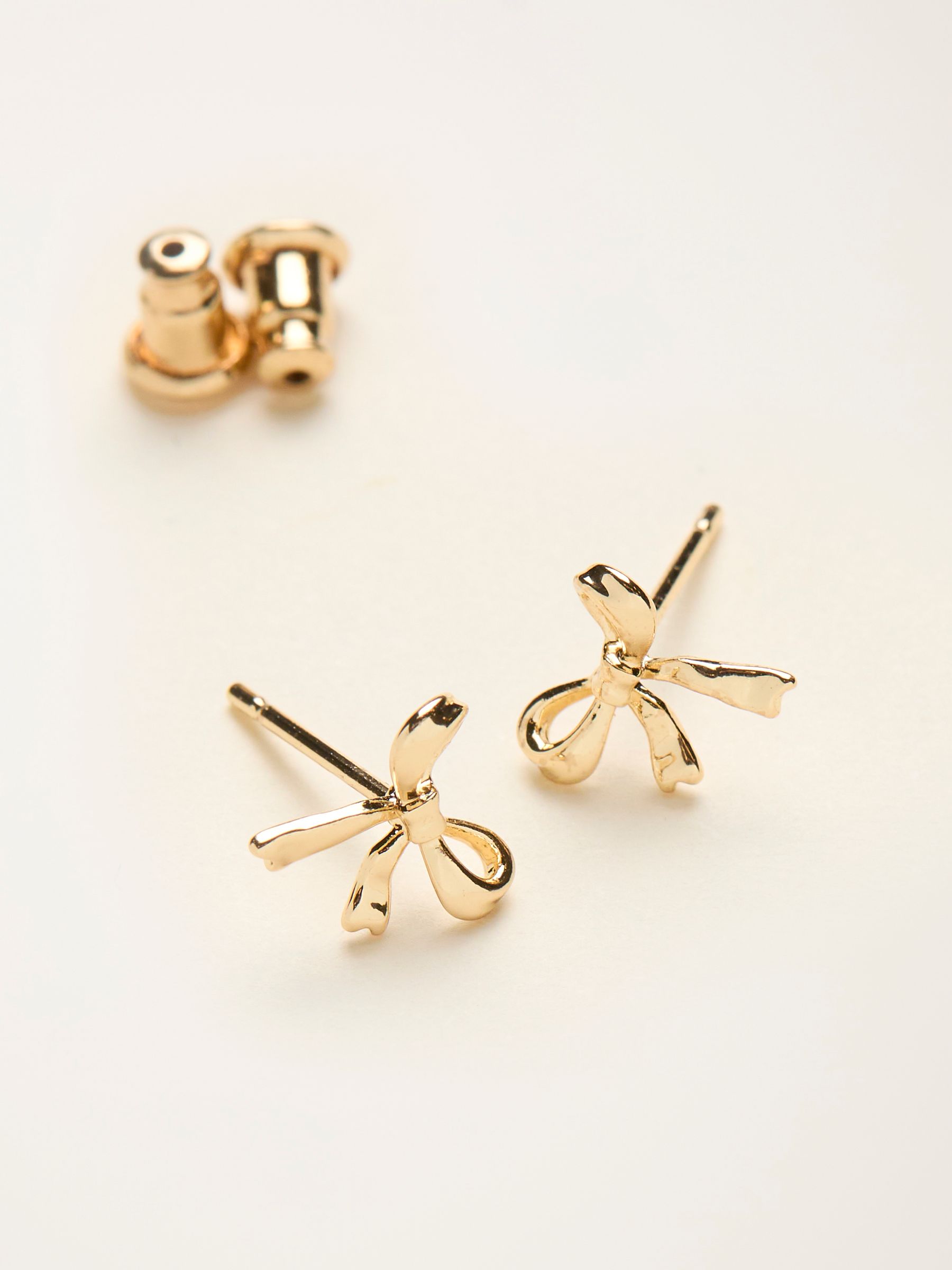 Gold Tone Bow Stud Earrings - Image 2 of 2