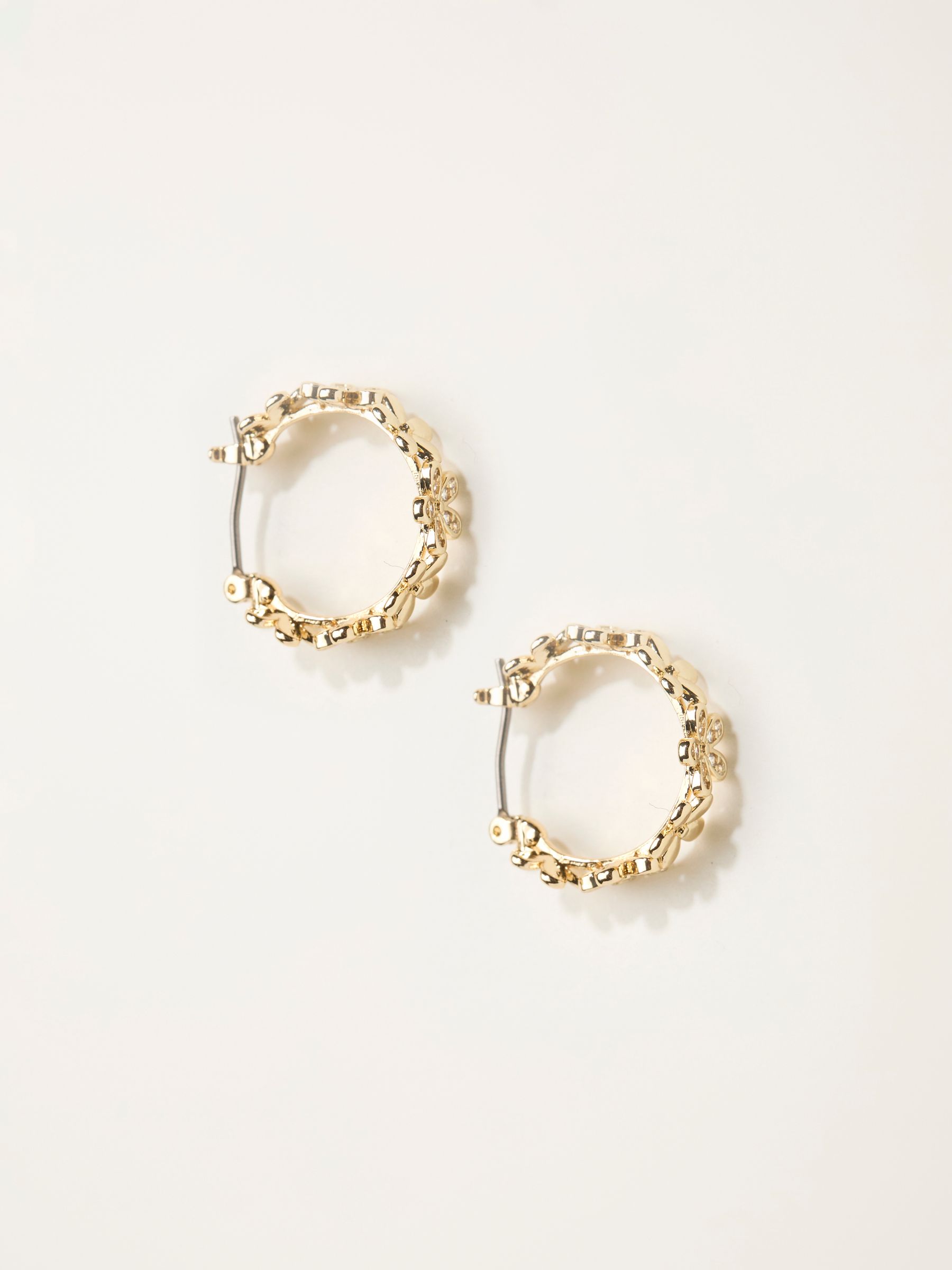 Gold Tone Flower Hoop Earrings - Image 1 of 2