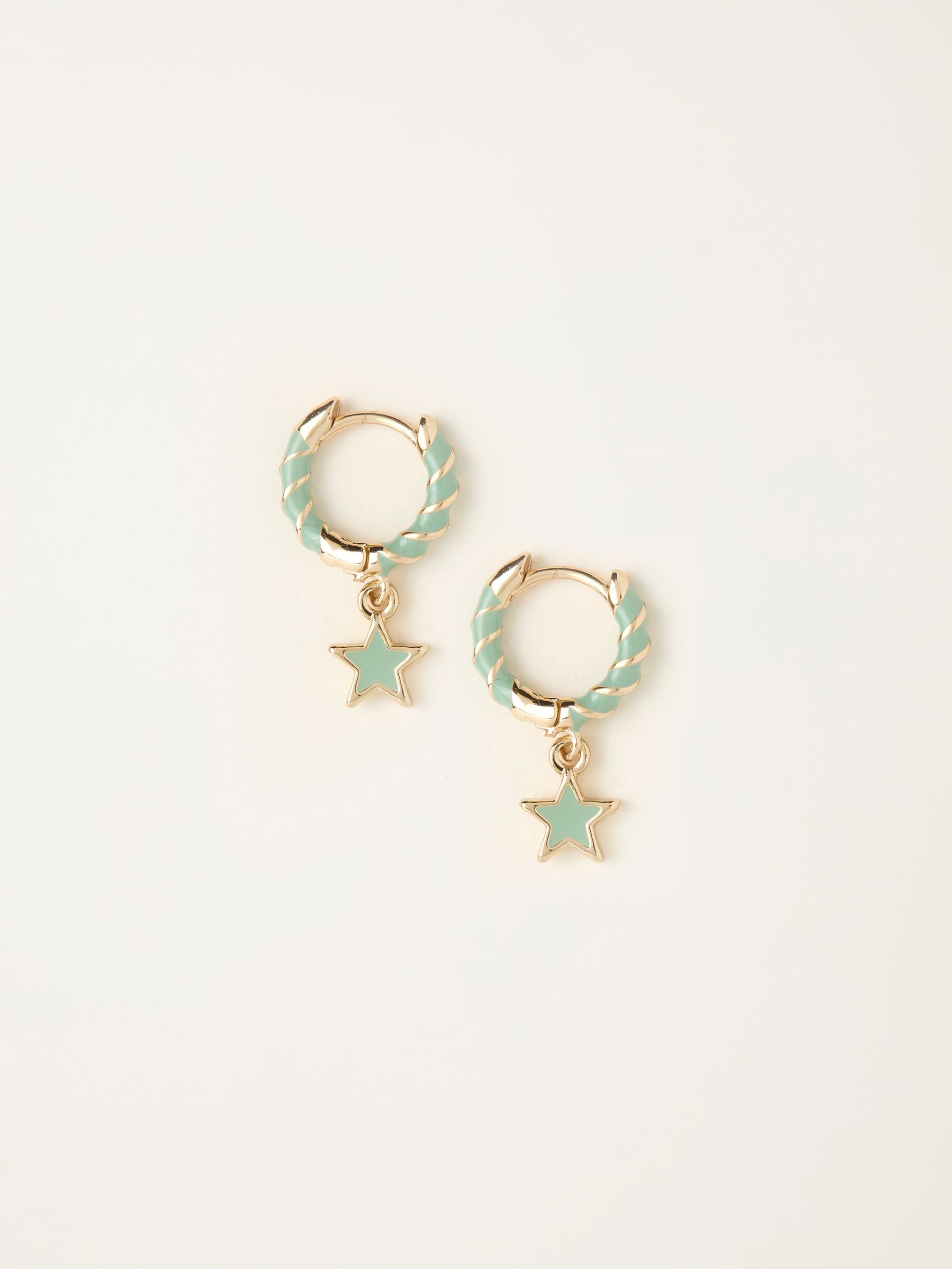Green Star Twist Hoop Earrings - Image 1 of 2