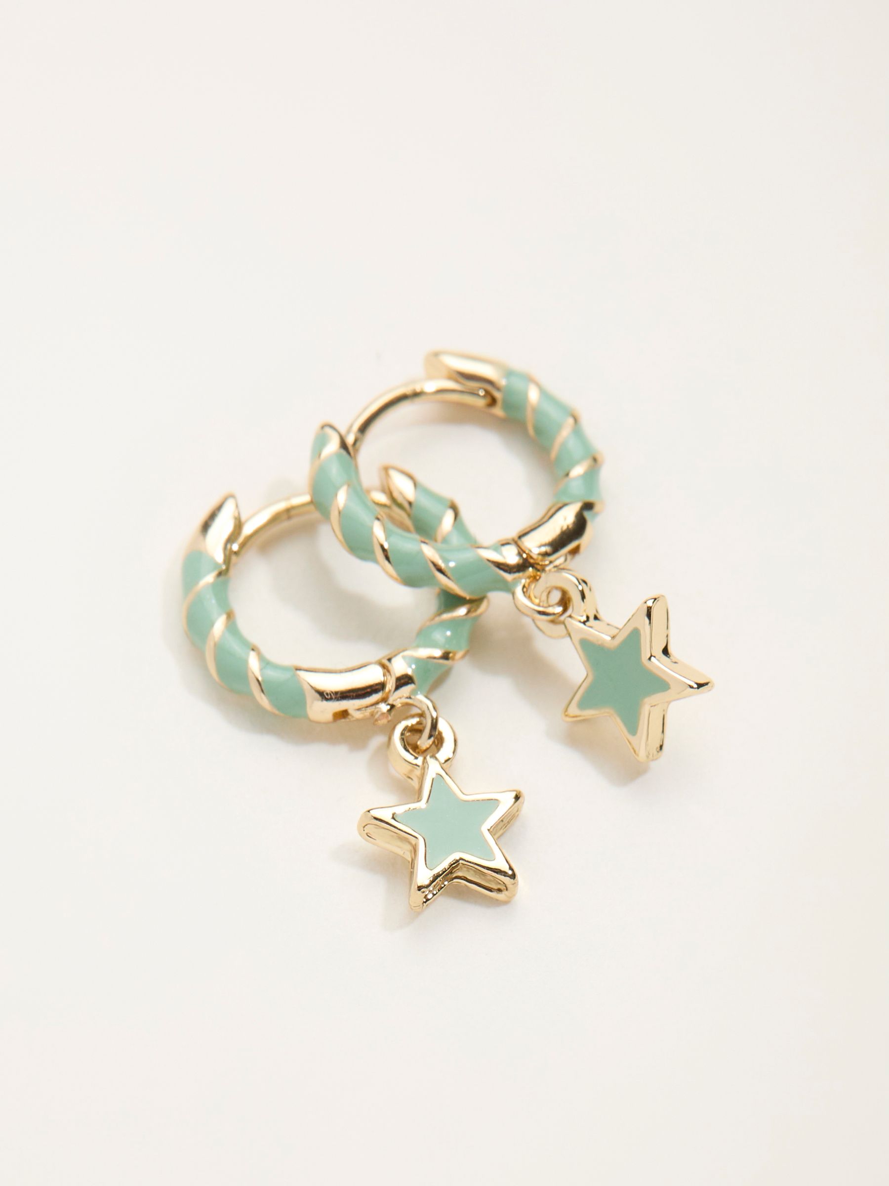 Green Star Twist Hoop Earrings - Image 2 of 2