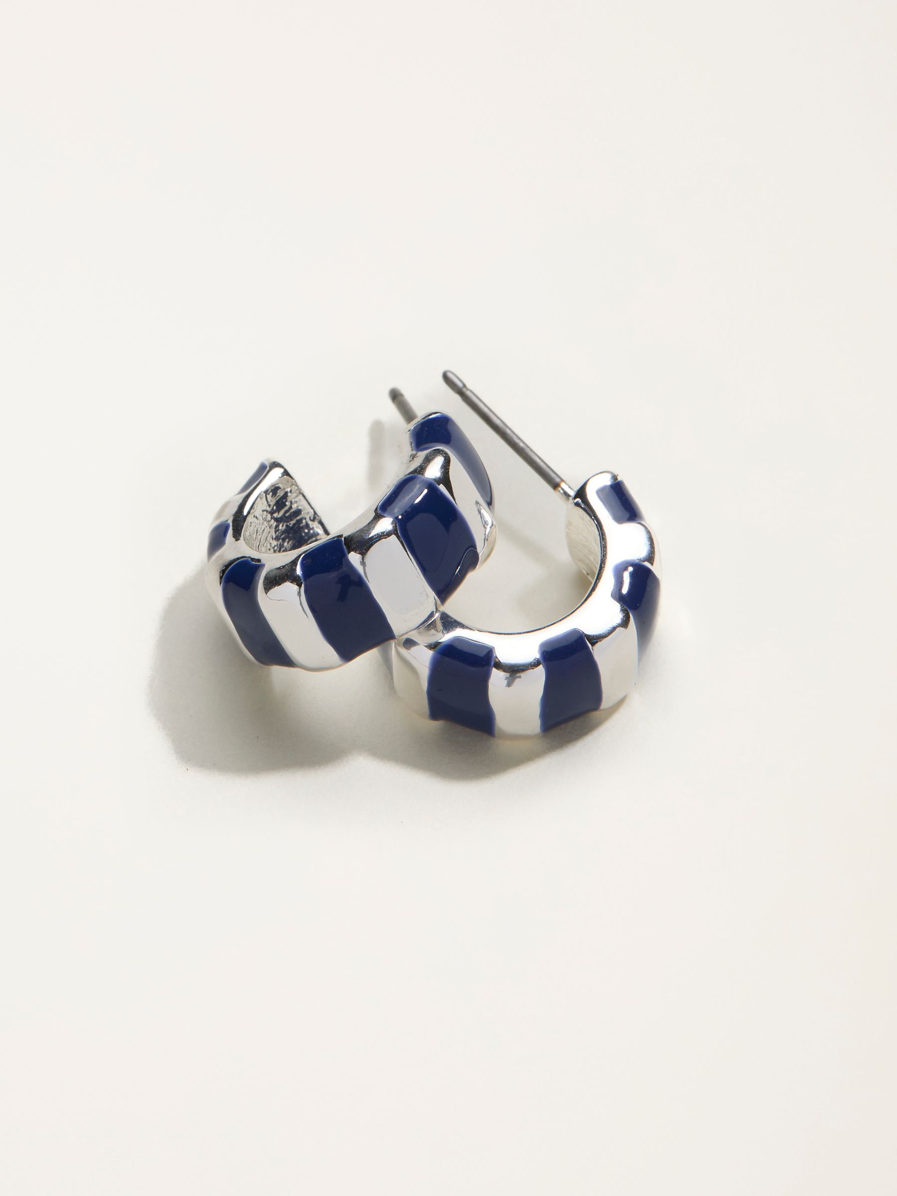 Blue Enamel Hoop Earrings - Image 2 of 2