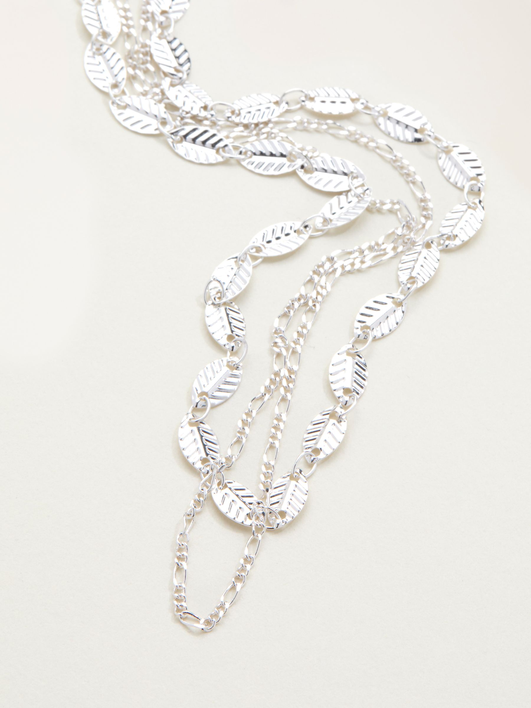 Silver Tone Layered Leaf Necklace - Image 2 of 2