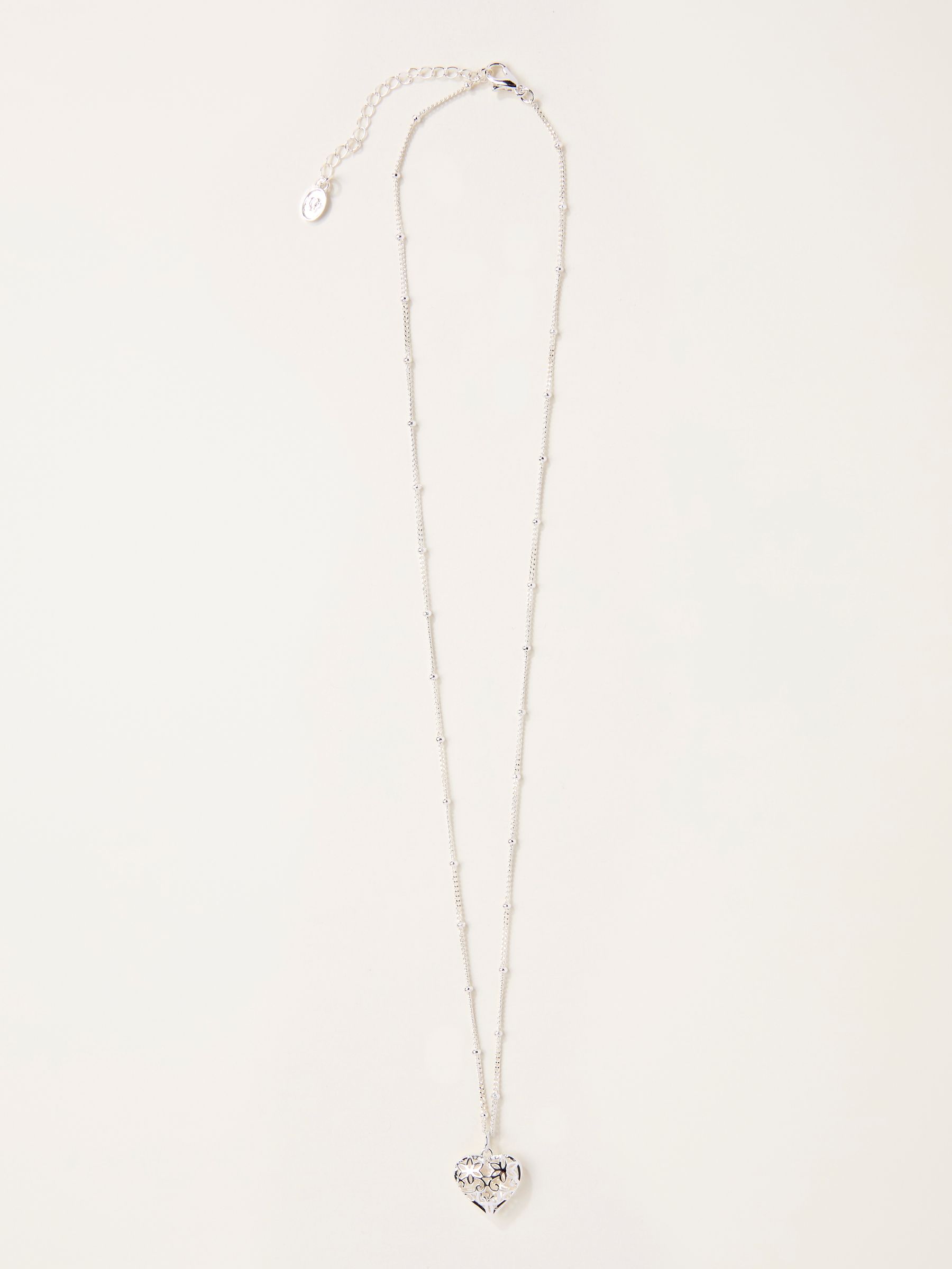 Silver Tone Heart Filagree Necklace - Image 1 of 2