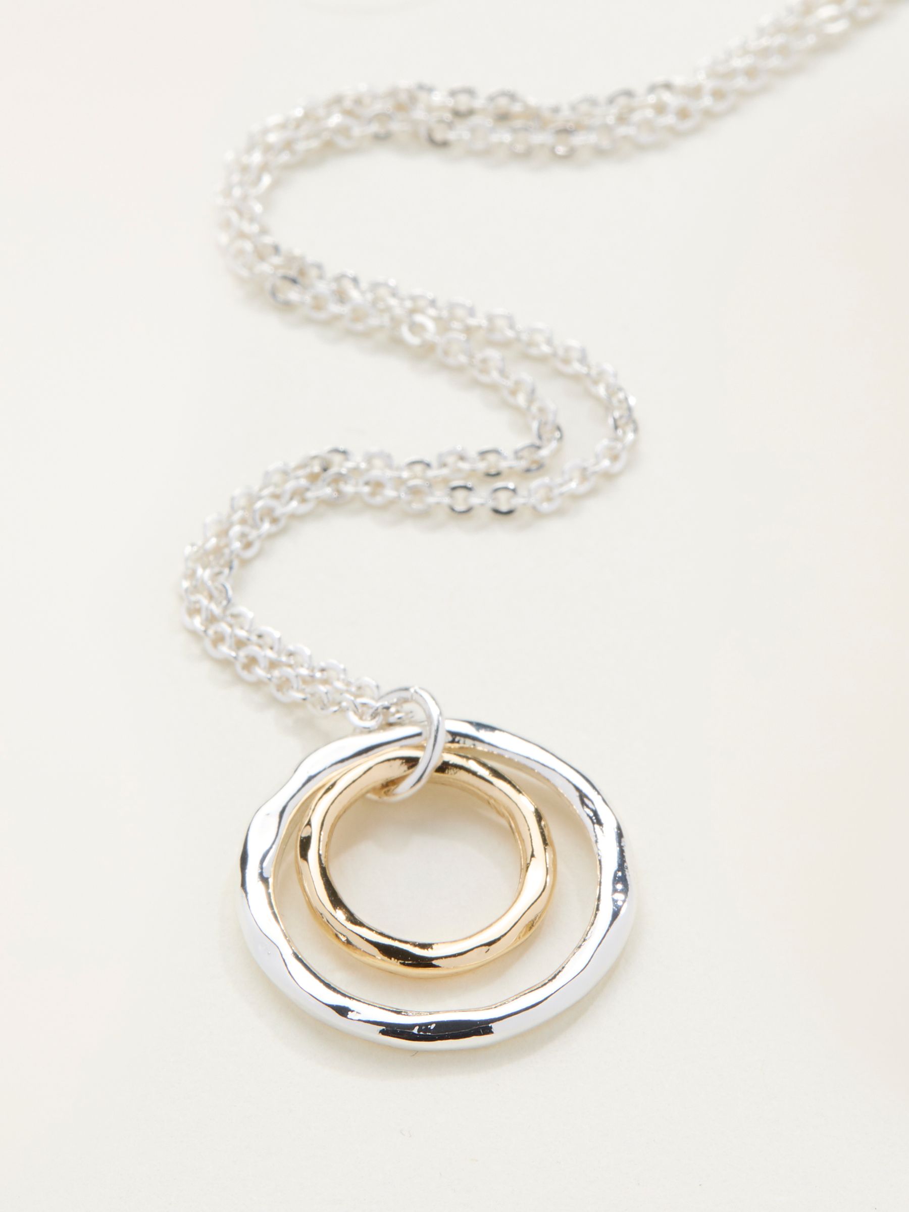 Silver Tone Double Hoop Necklace - Image 2 of 2