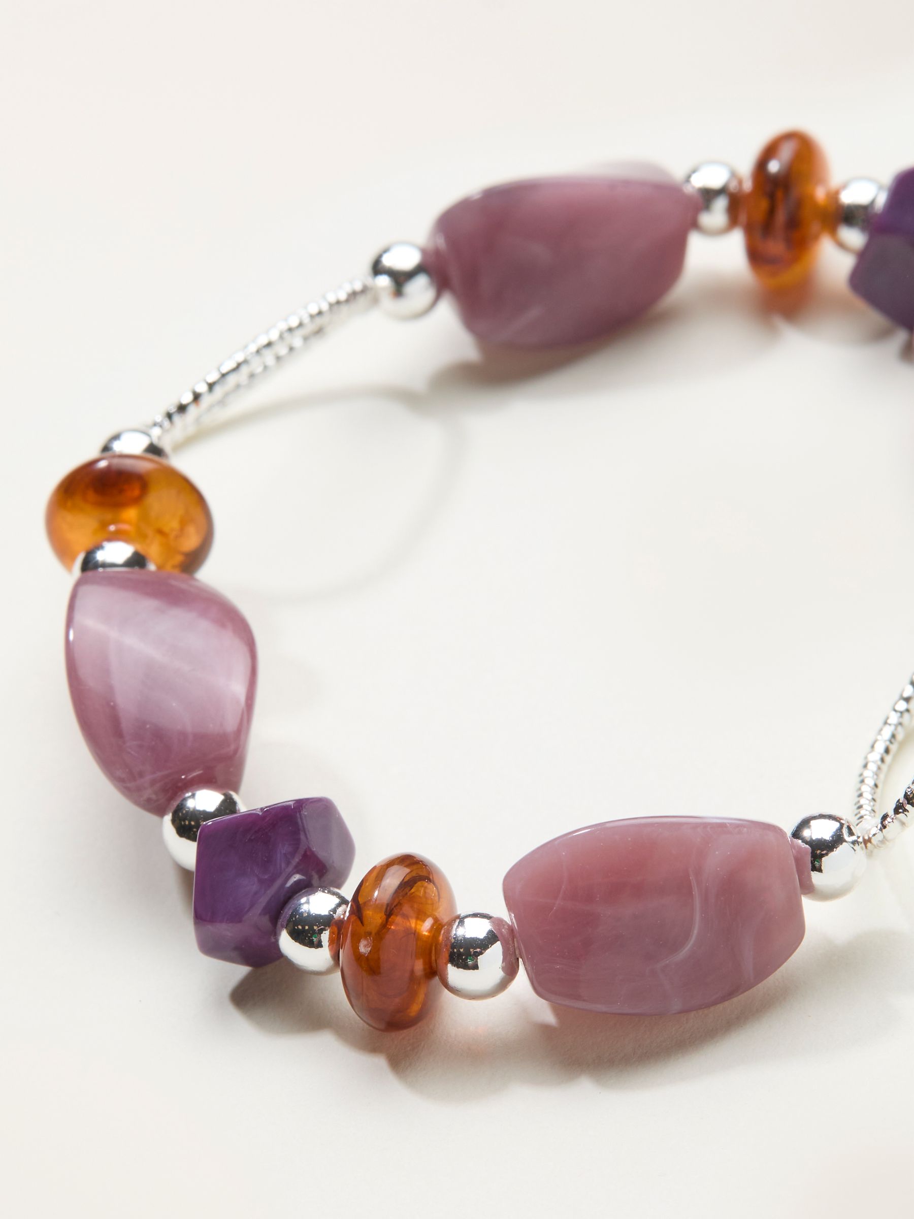 Purple Beaded Stretch Bracelet - Image 2 of 2