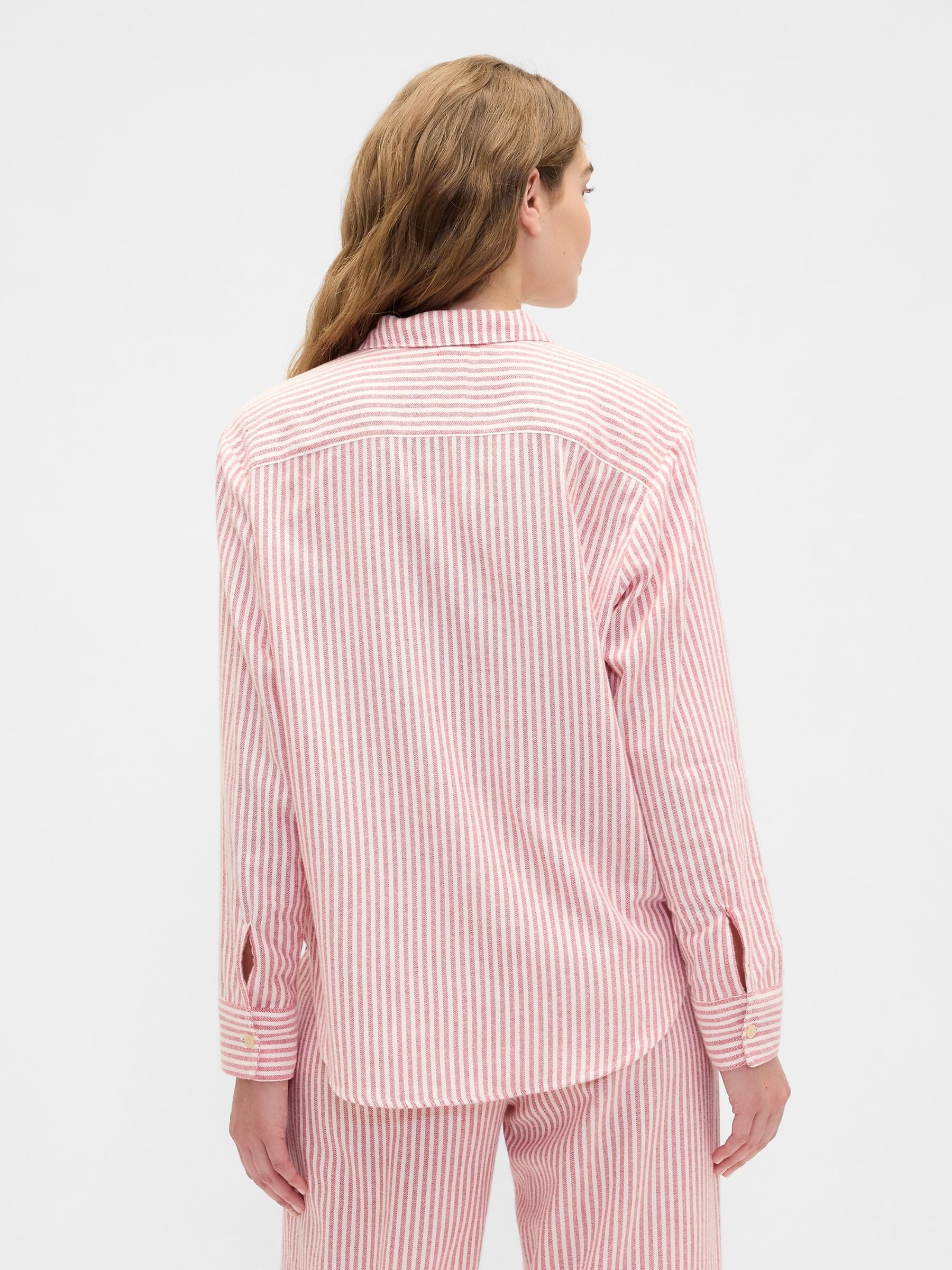 Red Stripe Flannel Long Sleeve Pyjama Top - Image 2 of 4