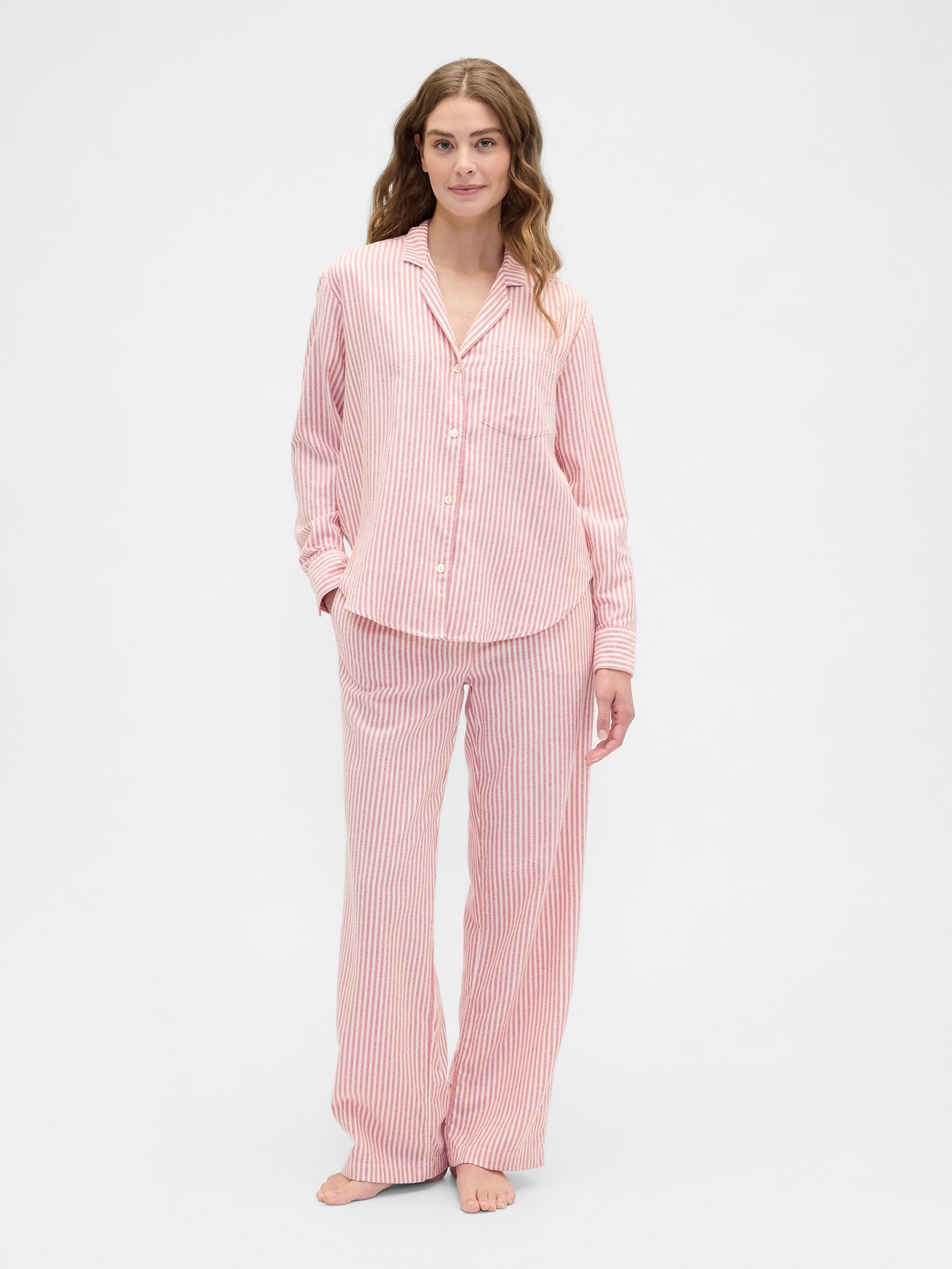 Red Stripe Flannel Long Sleeve Pyjama Top - Image 3 of 4