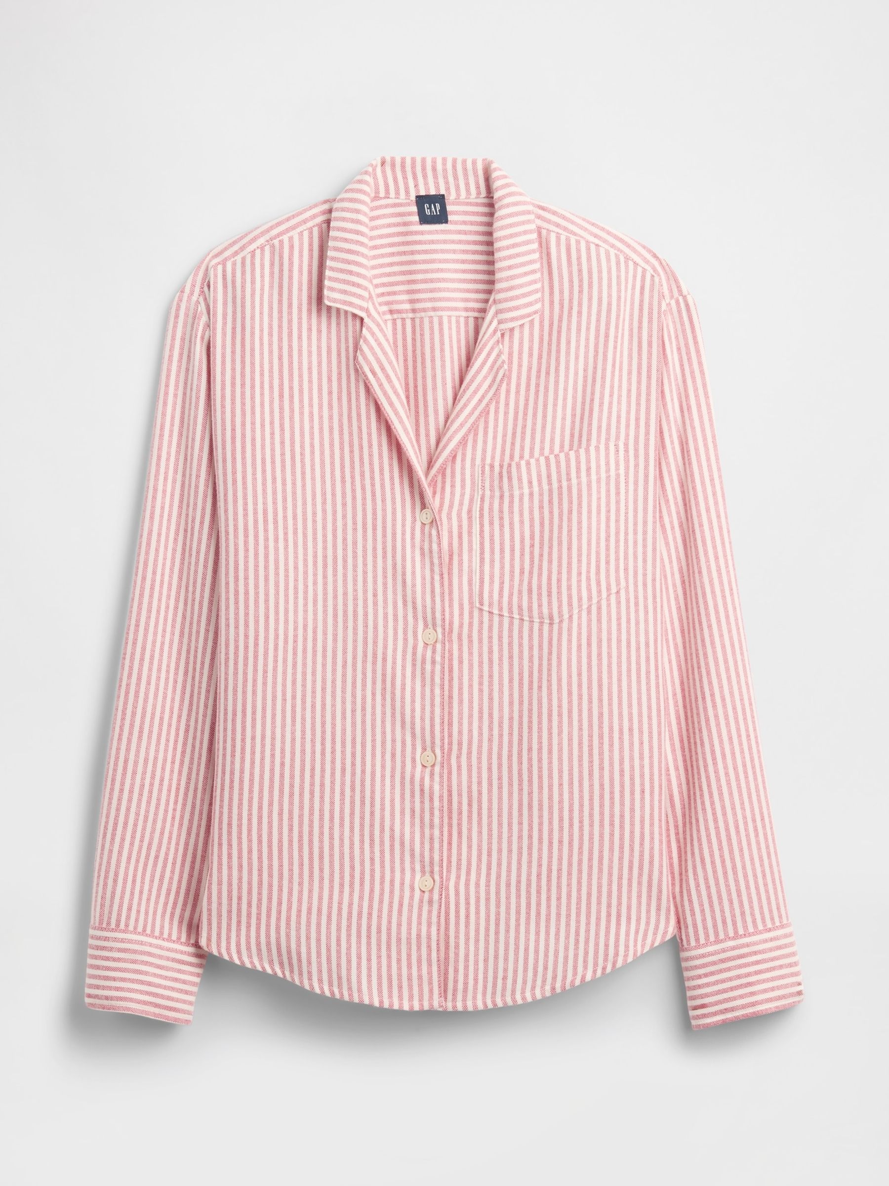 Red Stripe Flannel Long Sleeve Pyjama Top - Image 4 of 4