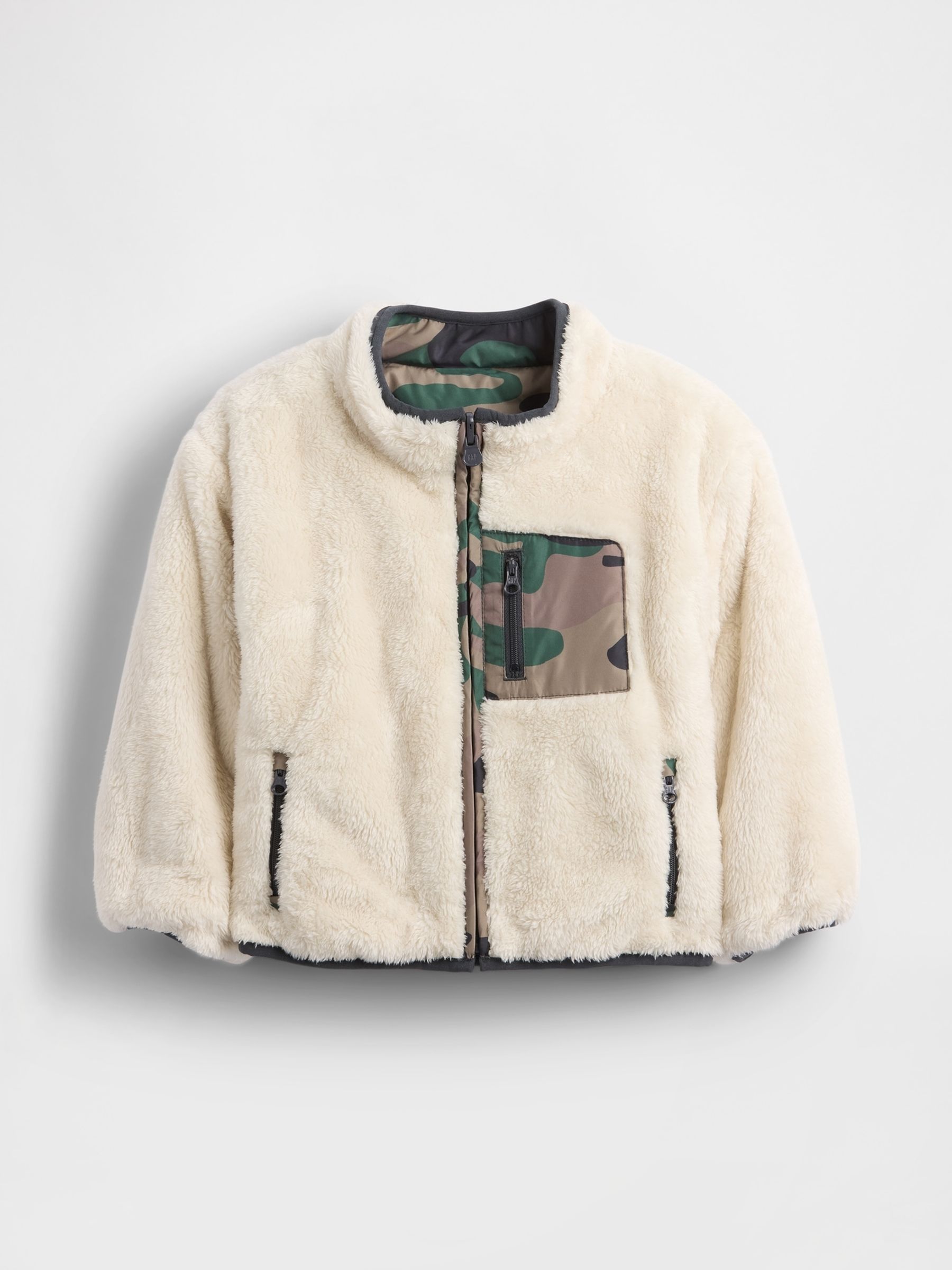 Cream Lightweight Sherpa Reversible Jacket - Image 1 of 3