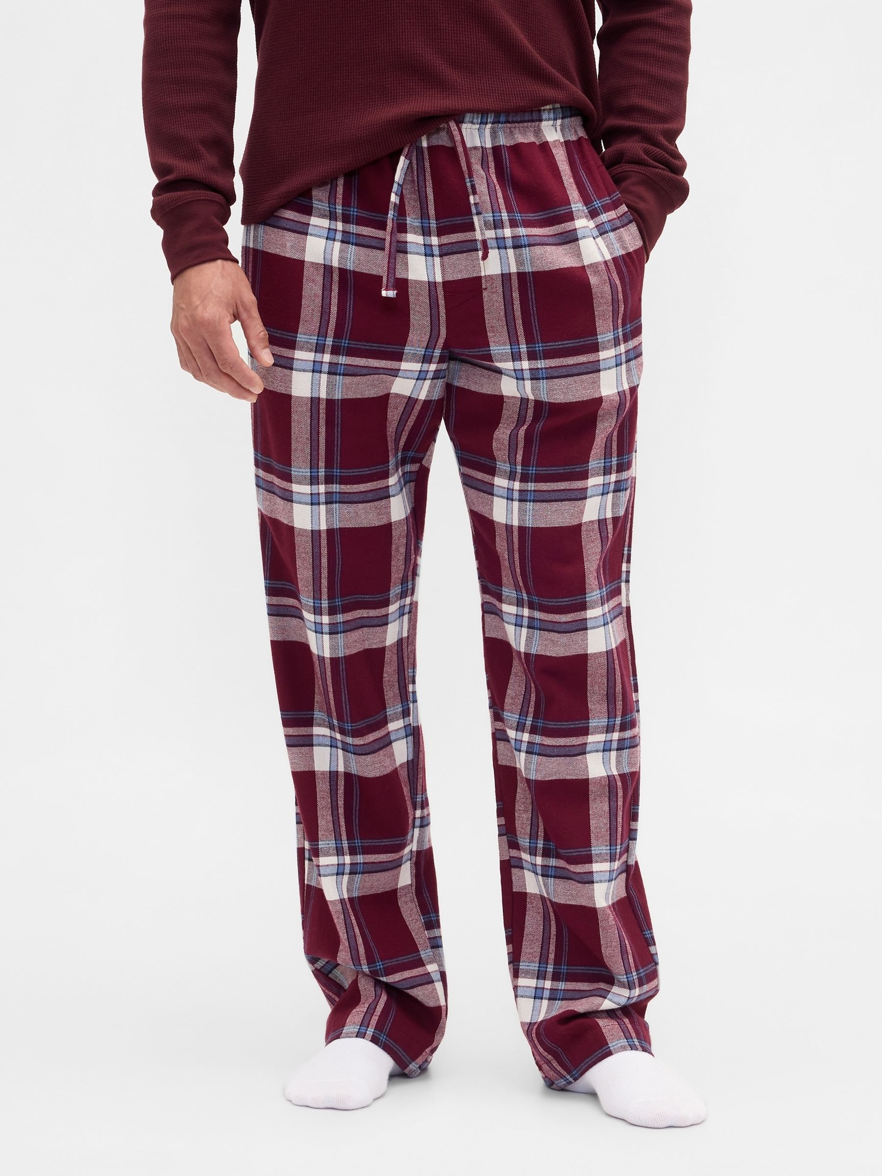 Burgandy Red Relaxed Flannel Pyjama Trousers - Image 1 of 5