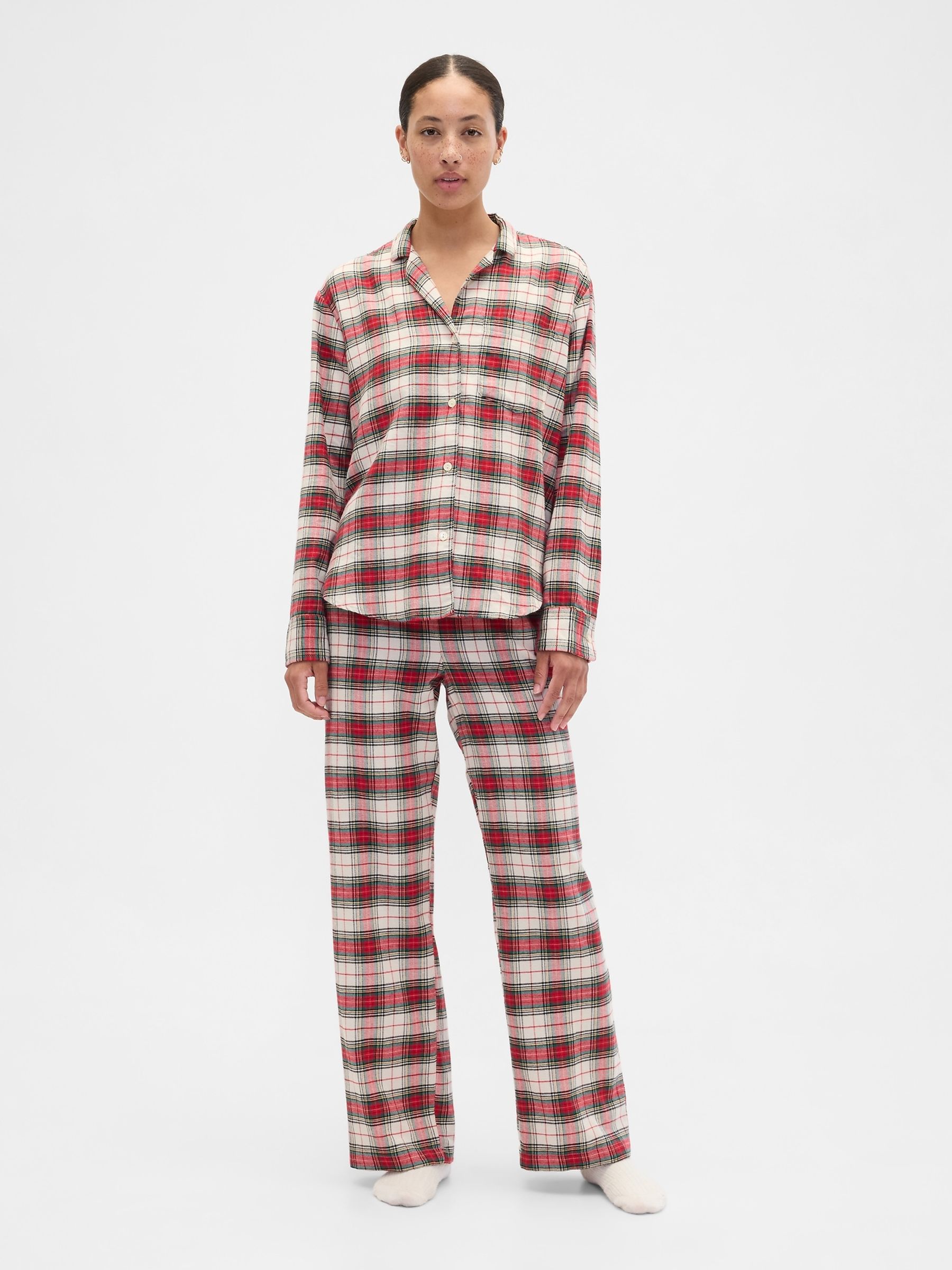 Red Check Long SLeeve Flannel Pyjama Top - Image 3 of 4