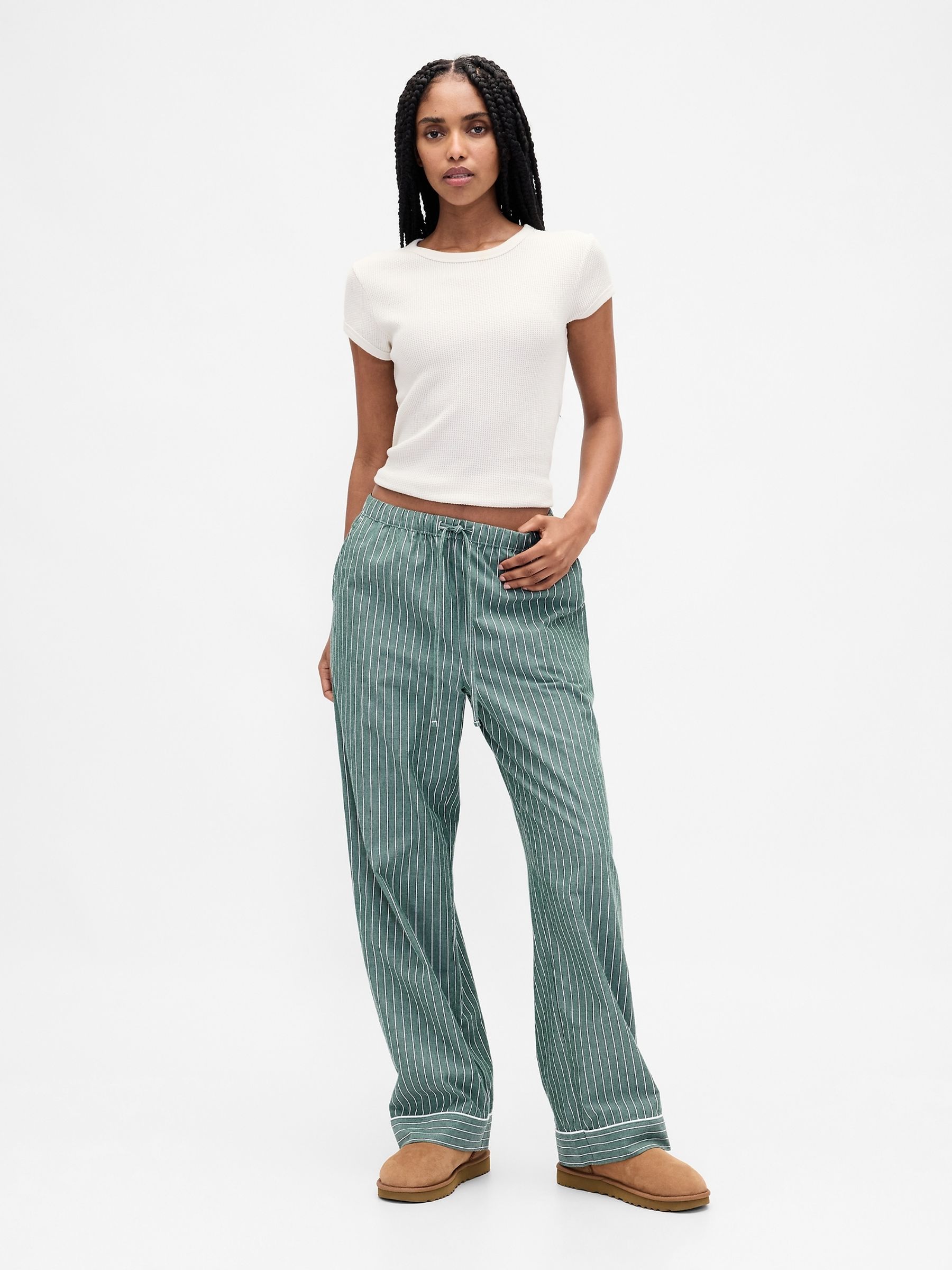 Green Poplin Pyjamas Trousers - Image 1 of 5 Green Poplin Pyjamas Trousers - Image 1 of 5
