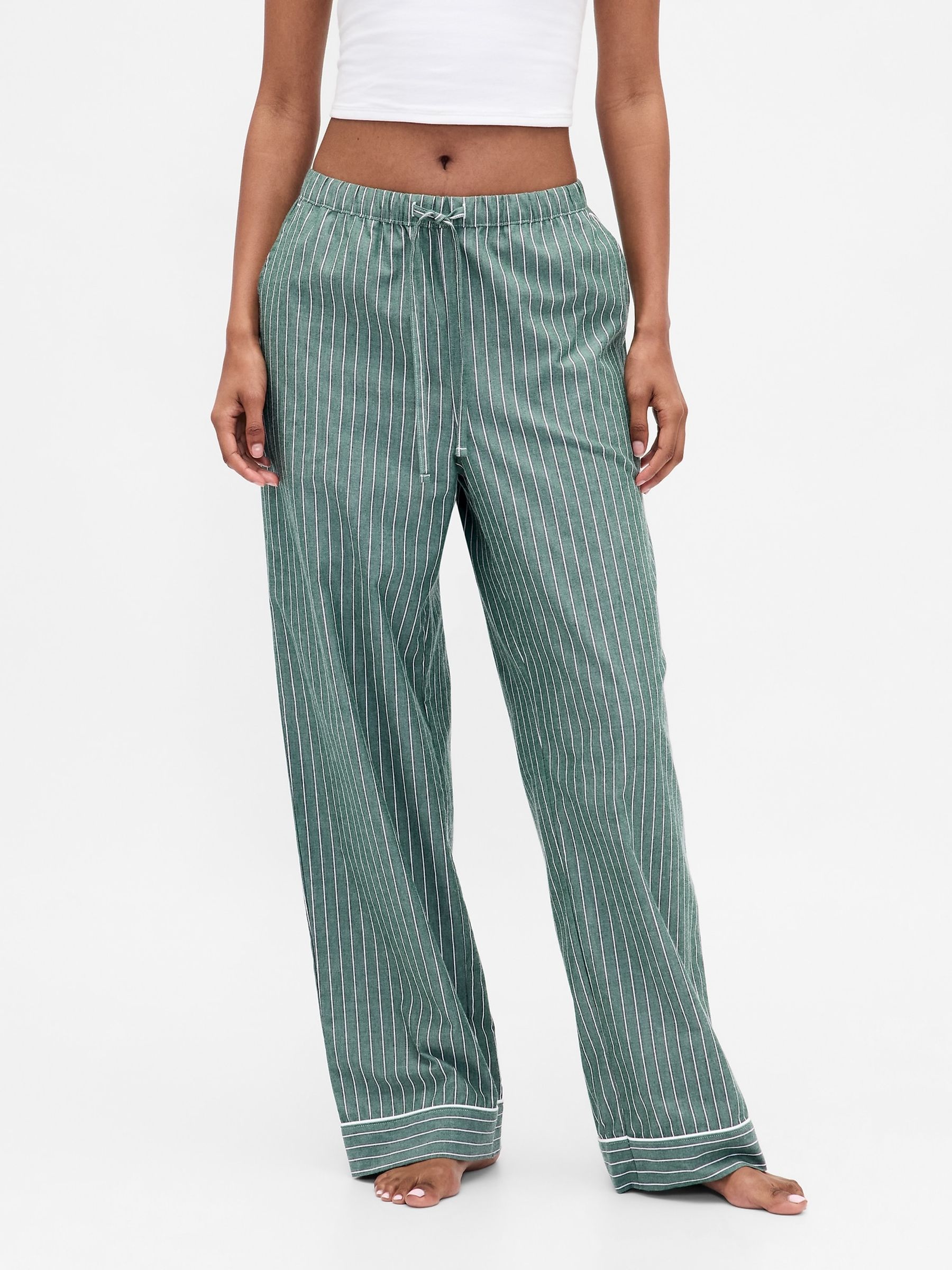 Green Poplin Pyjamas Trousers - Image 2 of 5 Green Poplin Pyjamas Trousers - Image 2 of 5