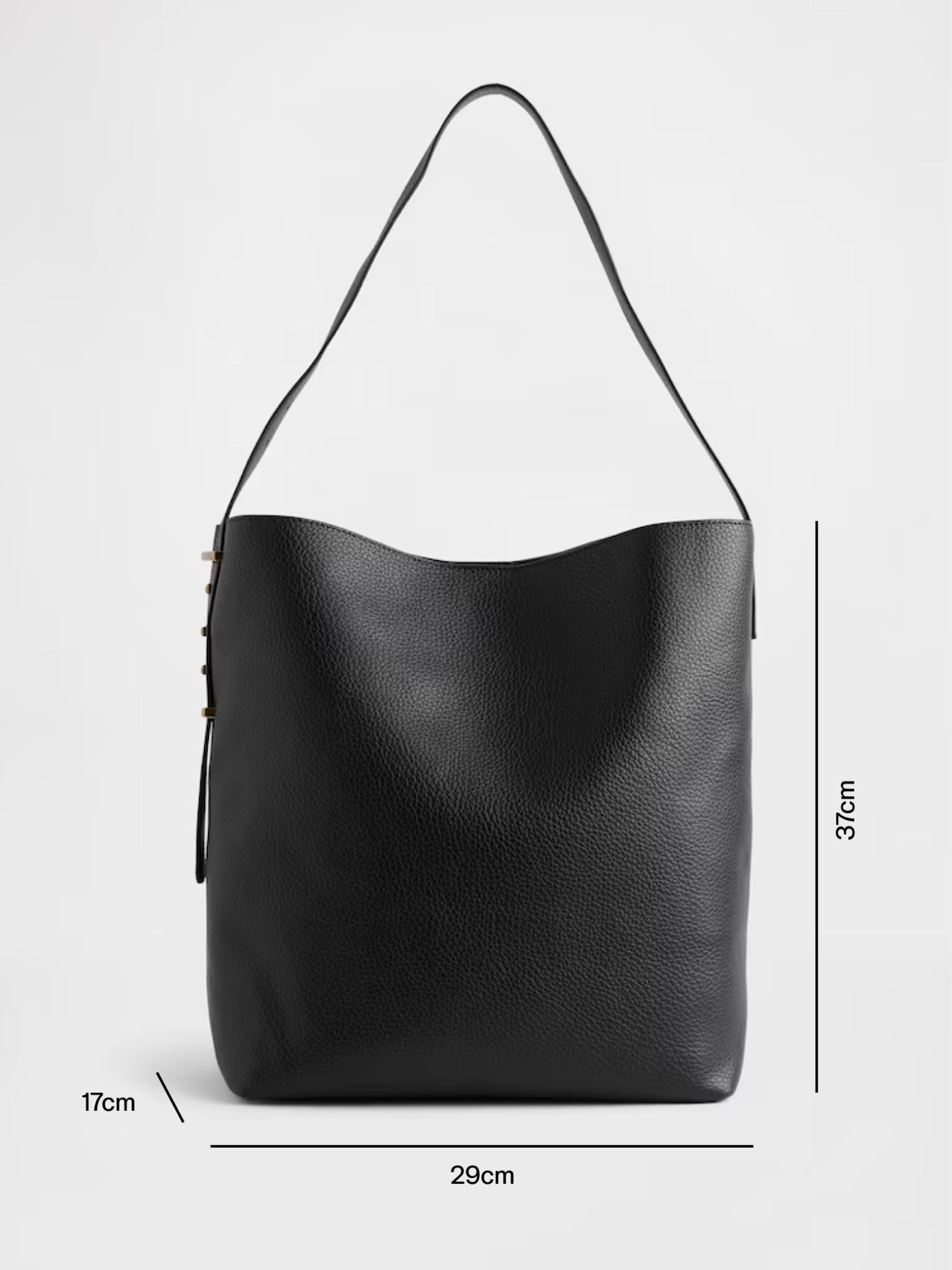 Black Faux Leather Bucket Tote Bag - Image 5 of 5 Black Faux Leather Bucket Tote Bag - Image 5 of 5