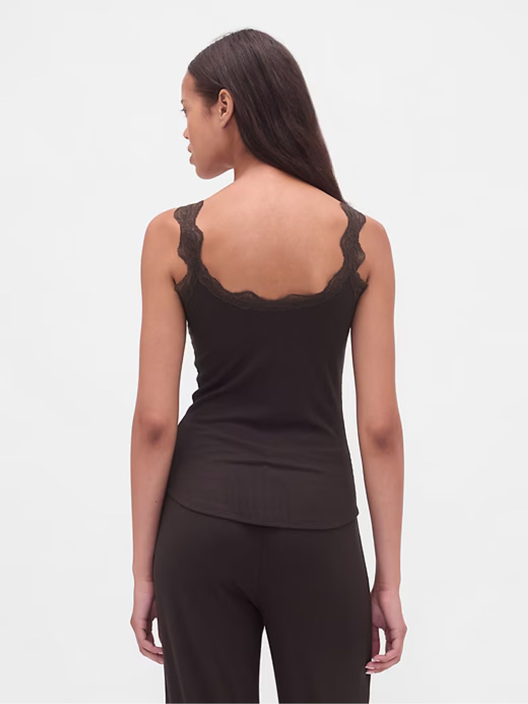 Brown Modal Lace Ribbed Knit Vest - Image 3 of 5