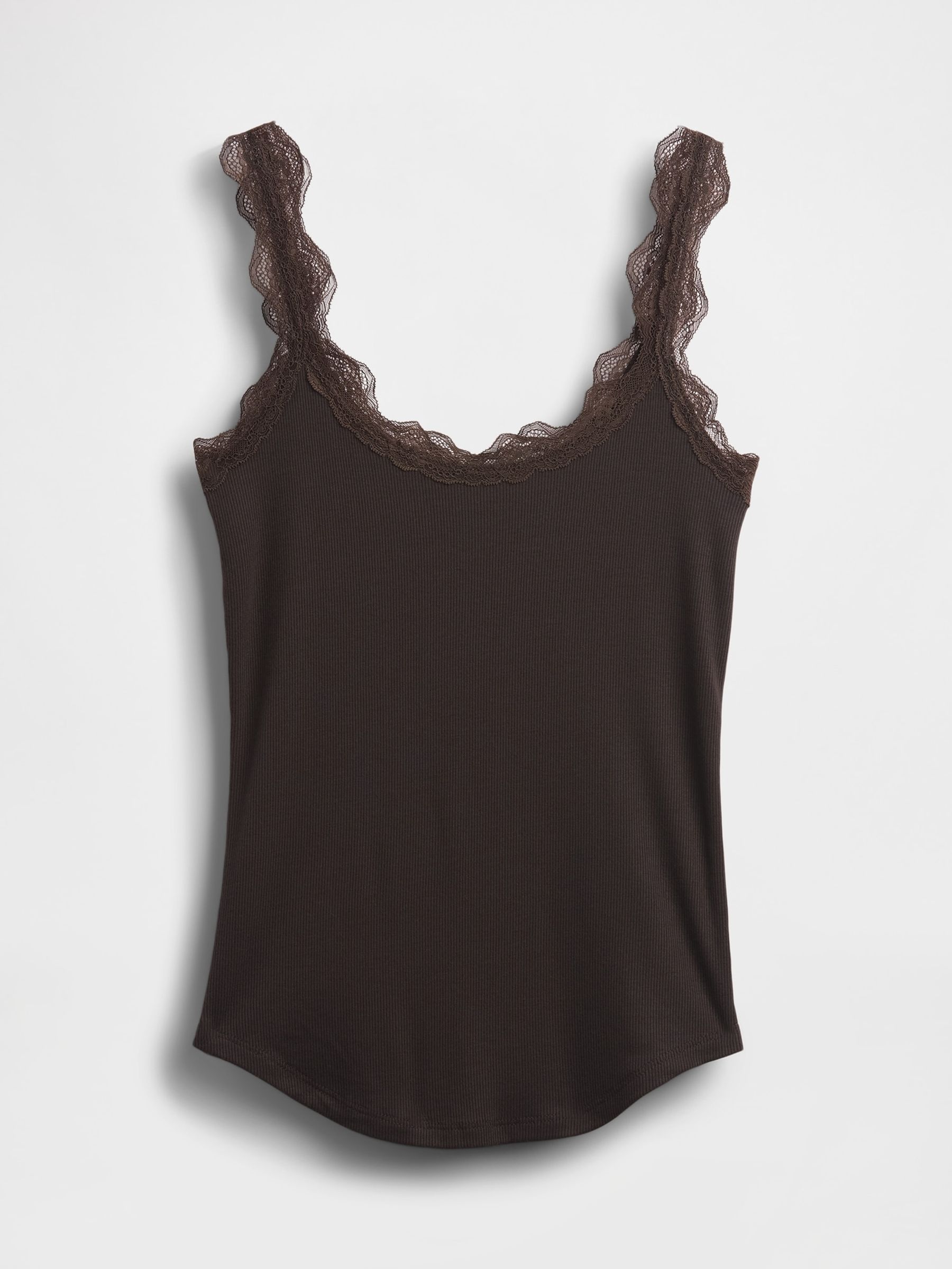 Brown Modal Lace Ribbed Knit Vest - Image 4 of 5