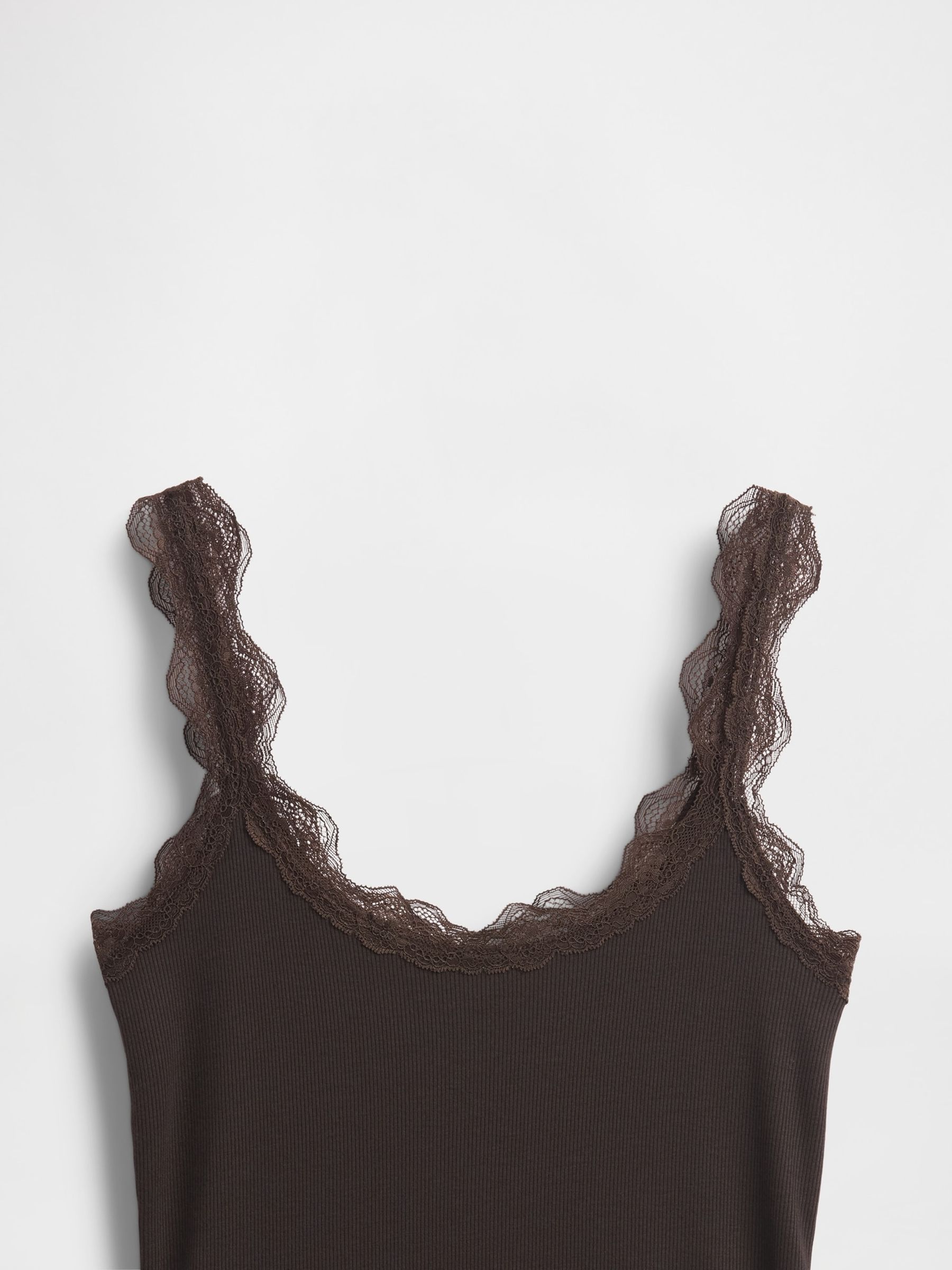 Brown Modal Lace Ribbed Knit Vest - Image 5 of 5