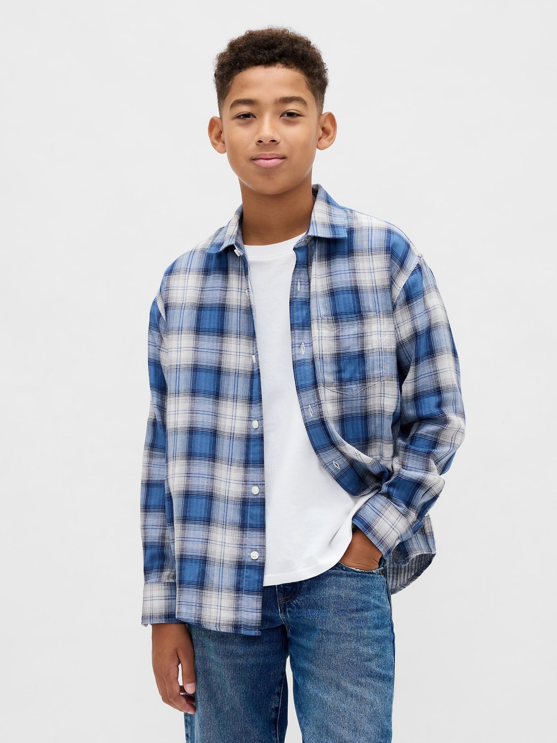 Blue Relaxed Check Shirt (4-13yrs) - Image 1 of 6
