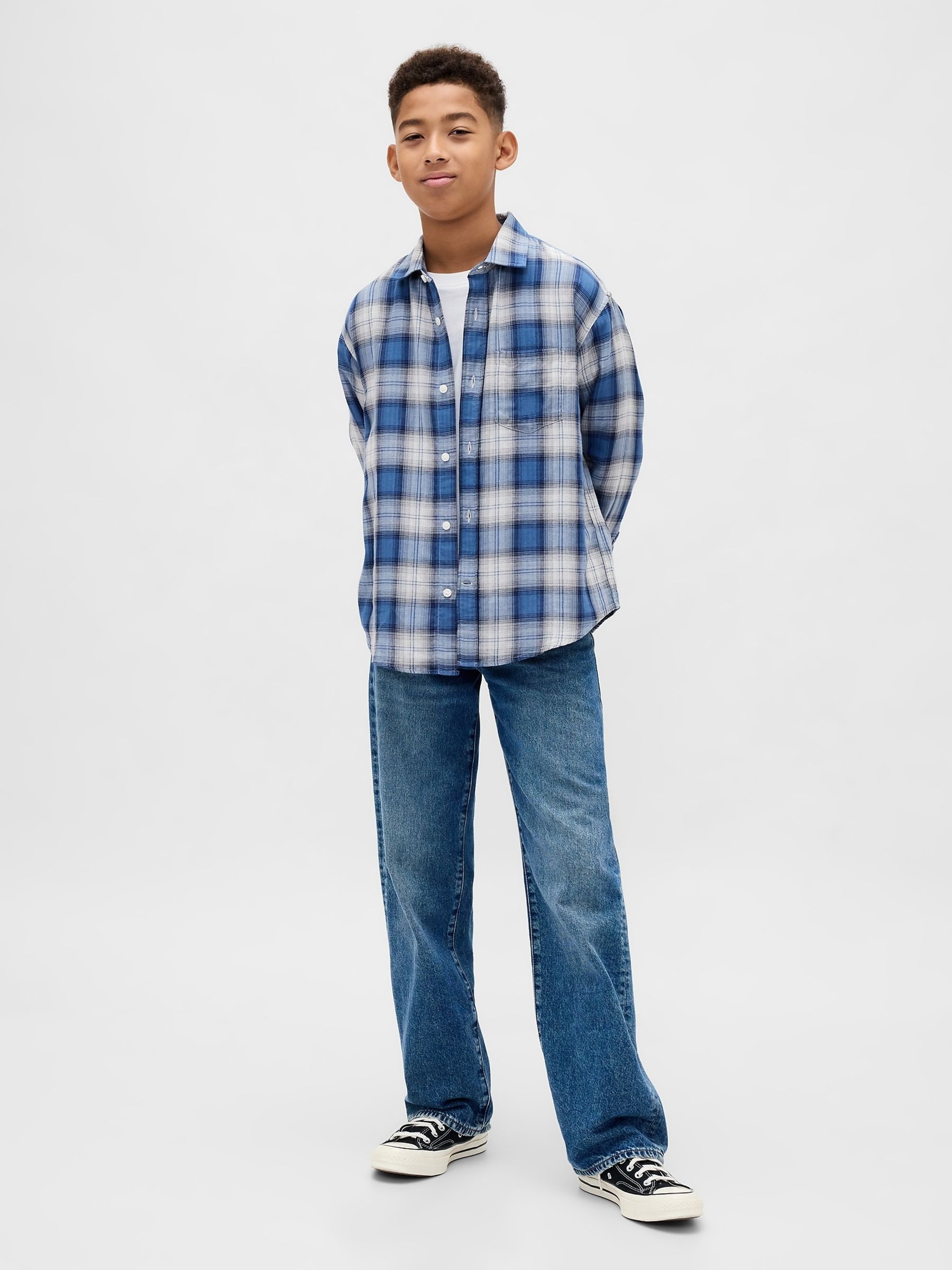 Blue Relaxed Check Shirt (4-13yrs) - Image 3 of 6