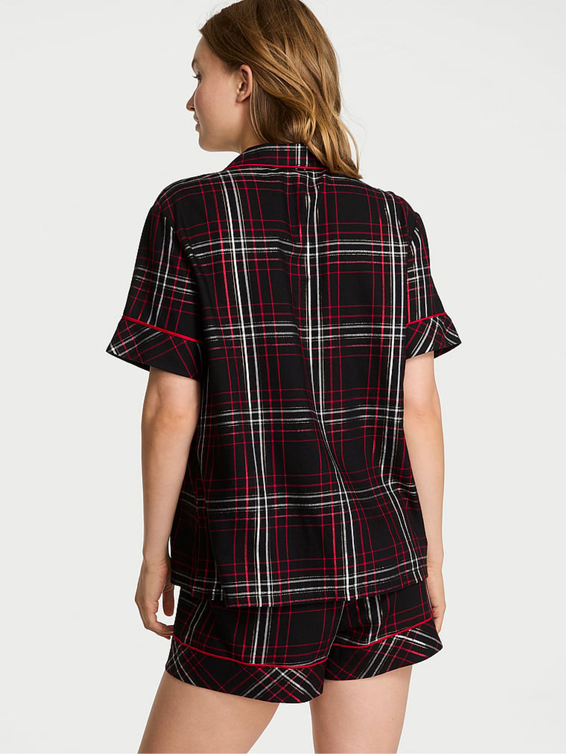 Black & Red Tartan Flannel Short Pyjamas Set - Image 2 of 3