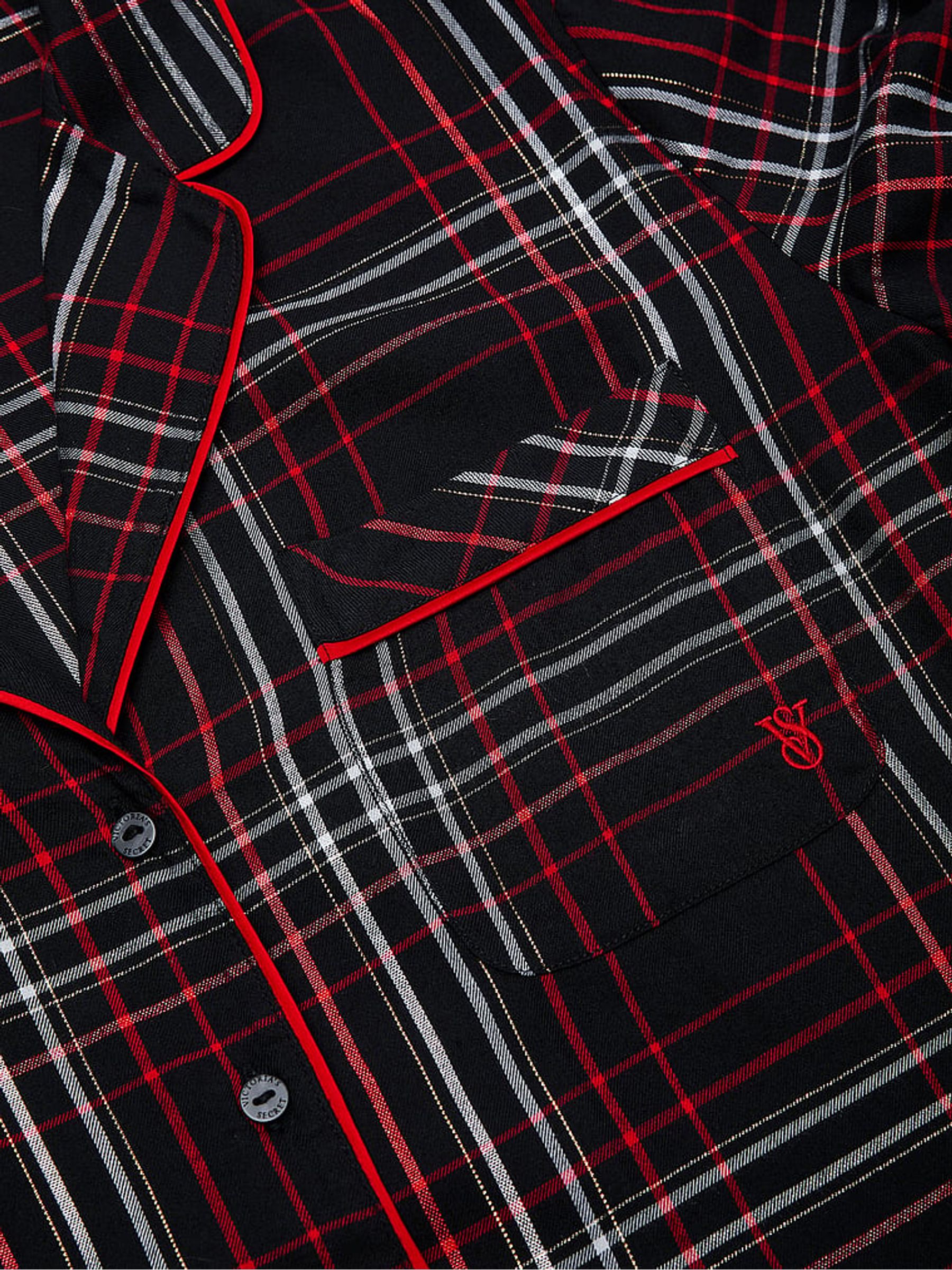 Black & Red Tartan Flannel Short Pyjamas Set - Image 3 of 3