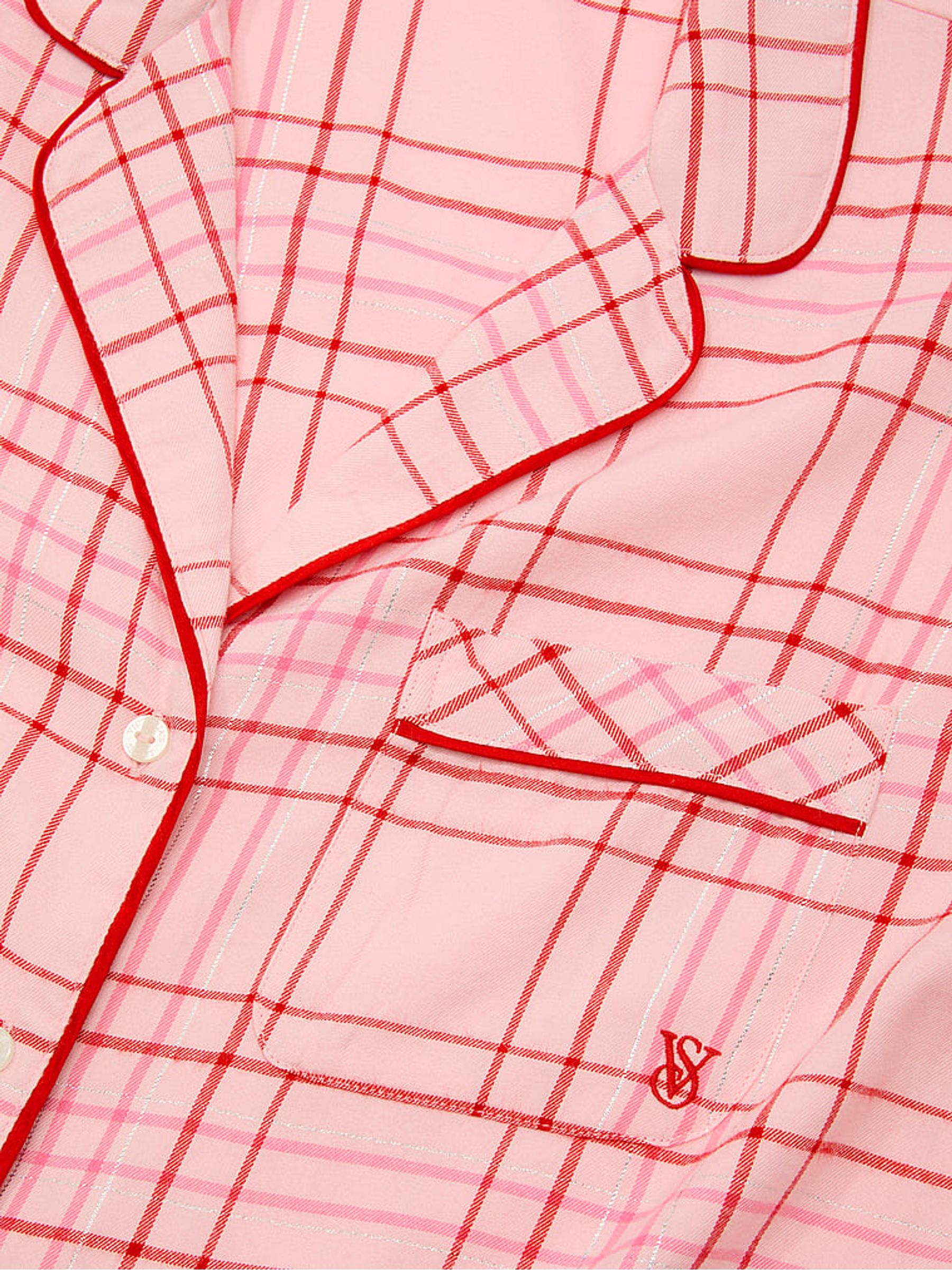 Pretty Blossom Pink Christmas Tartan Flannel Long Pyjamas Set - Image 3 of 3