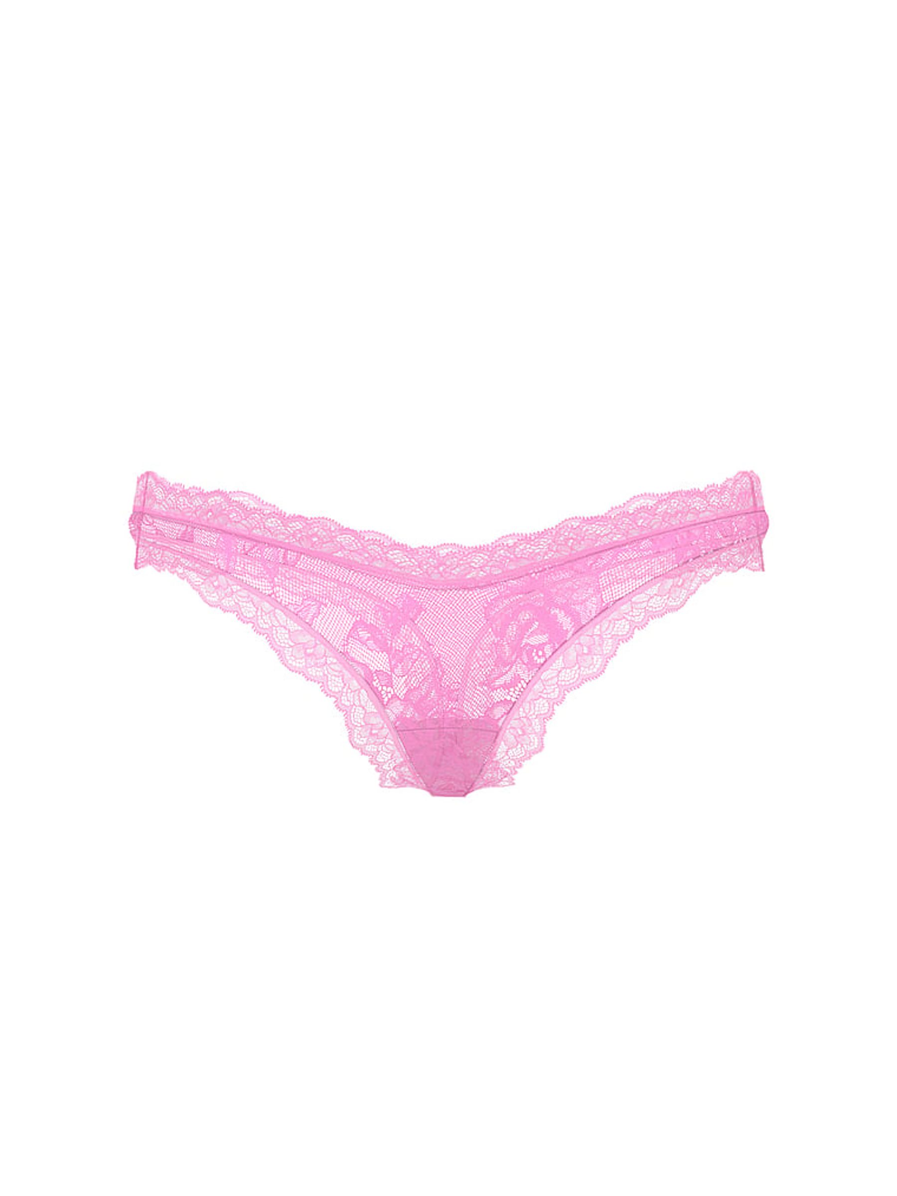 Playful Rose Pink Thong Rose Lace Knickers - Image 3 of 3