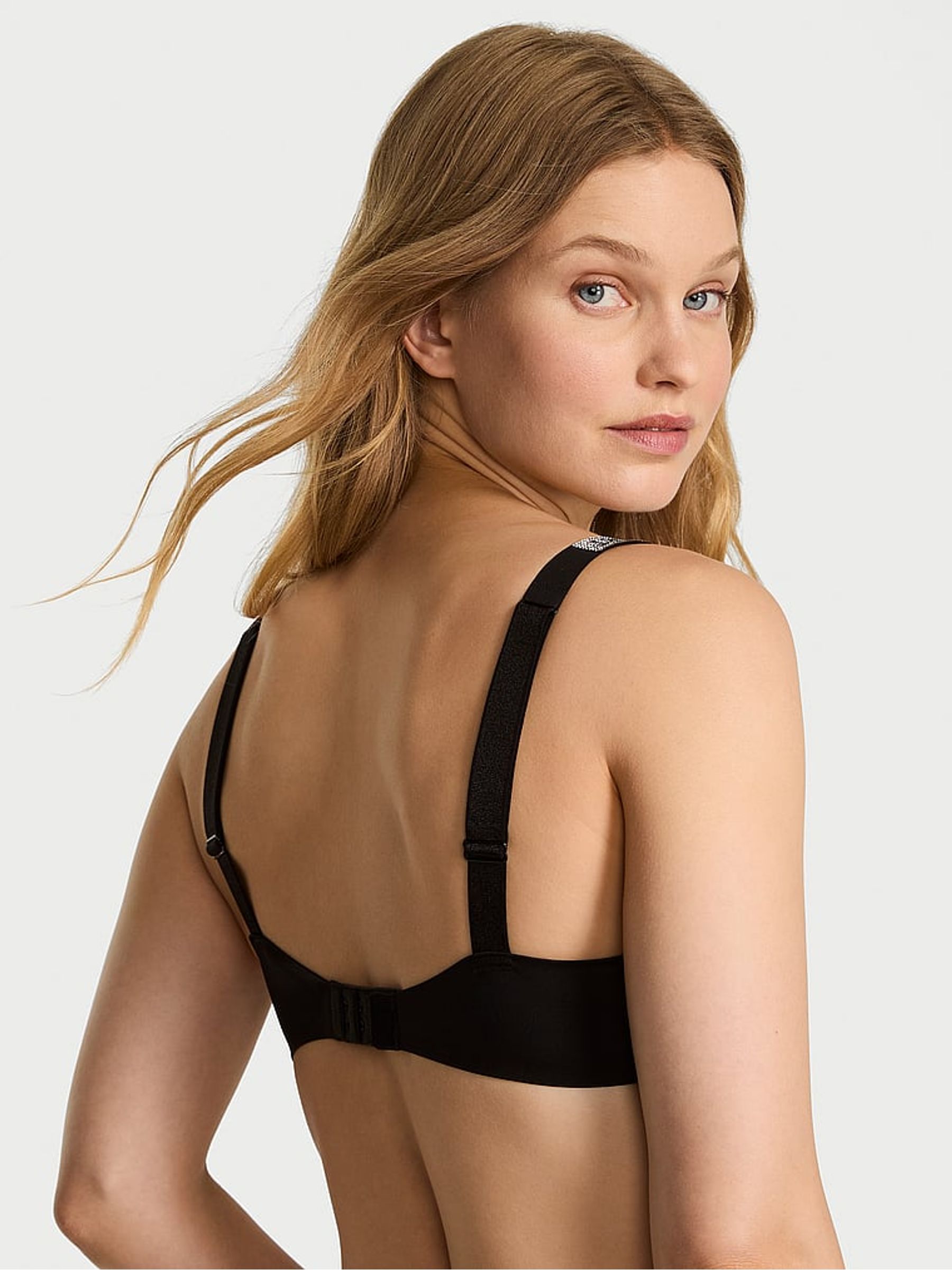 Black Push Up Shine Strap Bra - Image 2 of 4