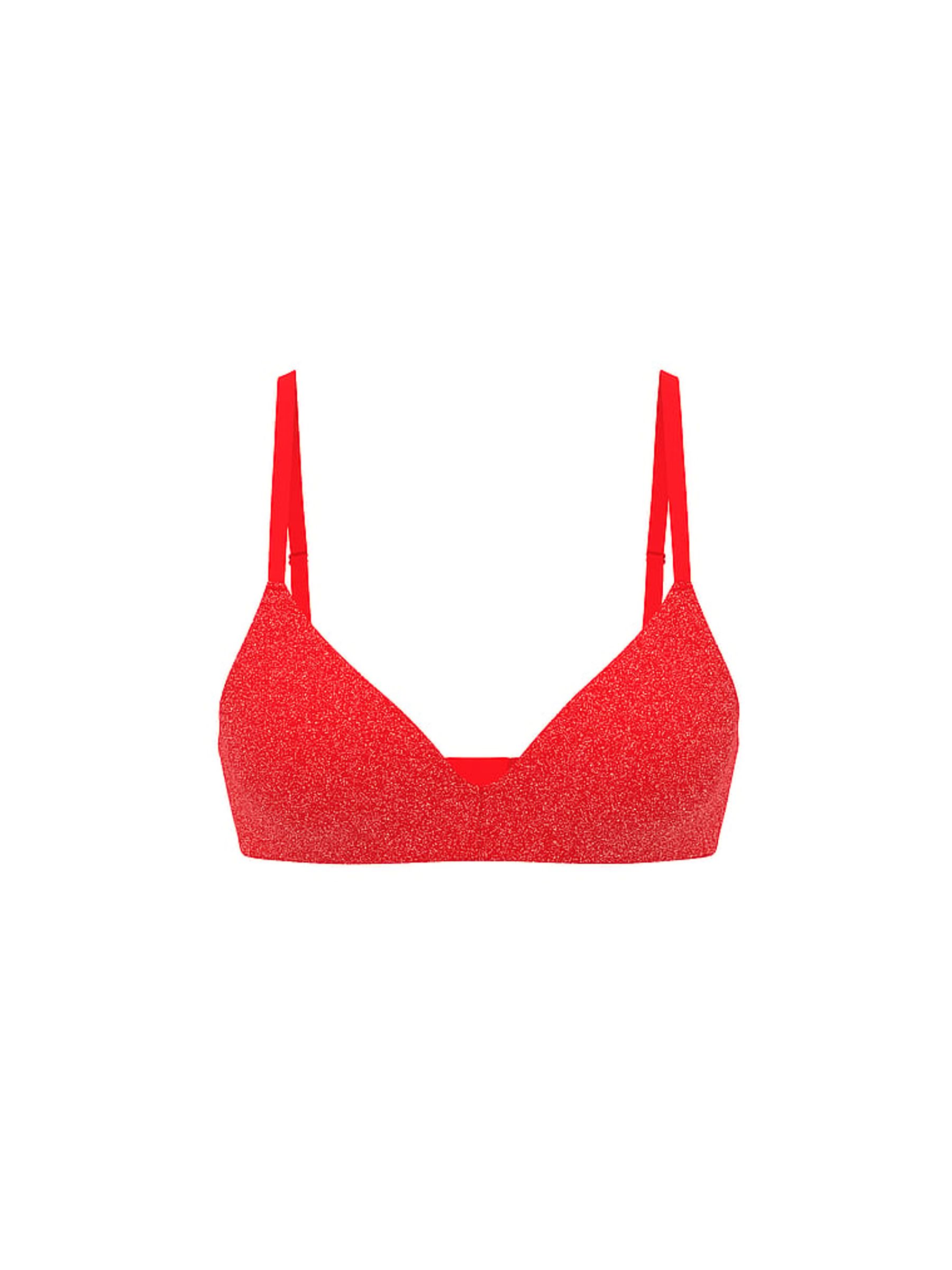 Bright Vermillion Red Shine Non Wired Lightly Lined Bra - Image 1 of 1