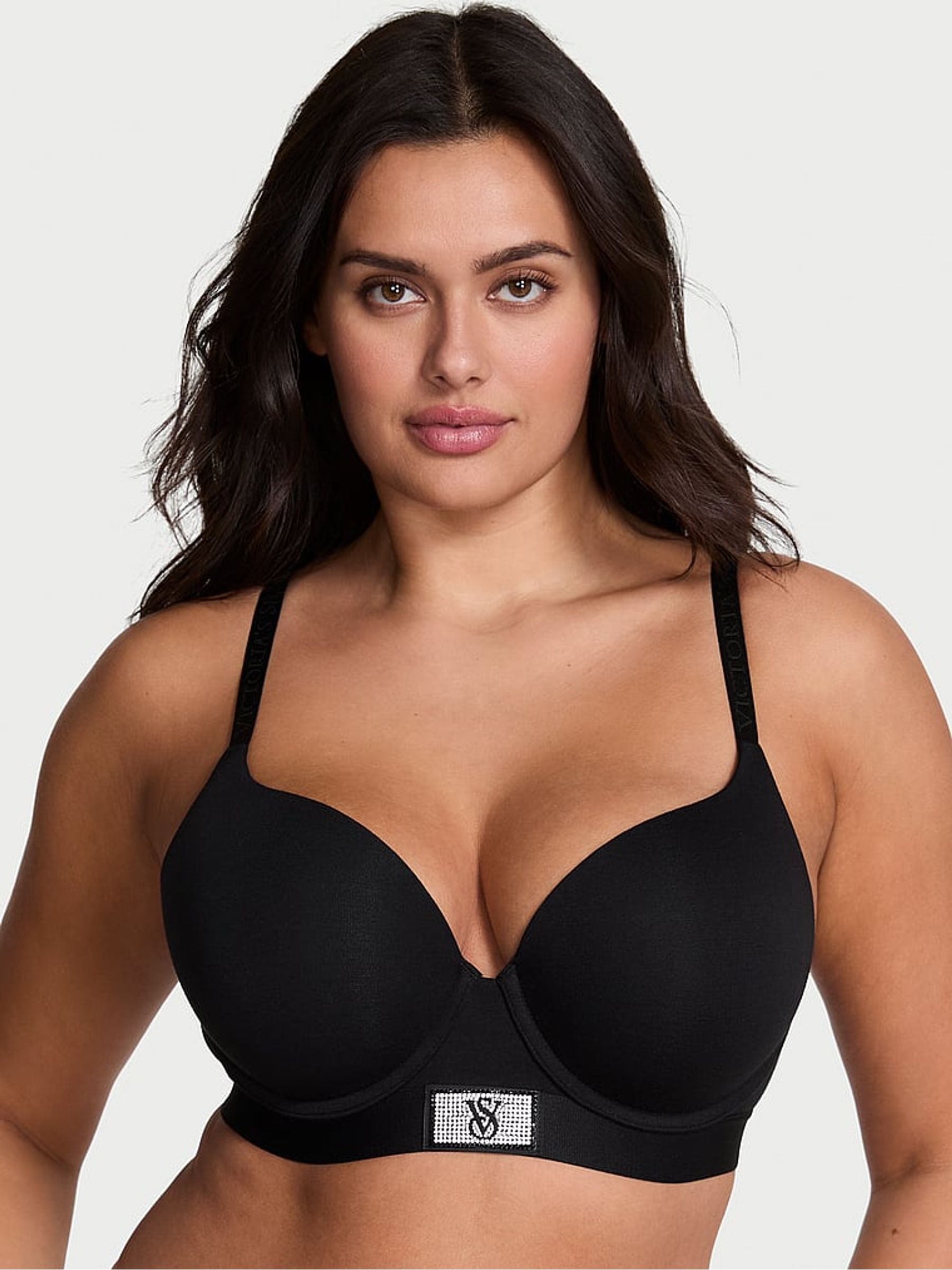 Black Full Cup Push Up Logo Shine Patch Bra - Image 1 of 2