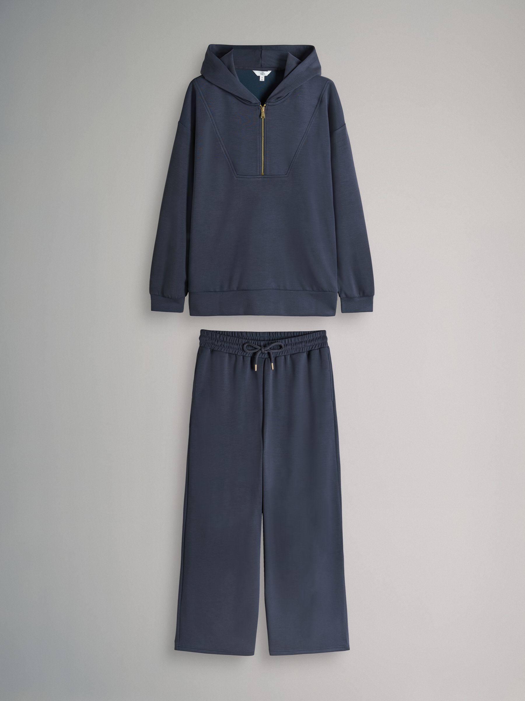 Navy - Oversized Modal Zip Through Sweatshirt & Joggers Set - Image 1 of 5